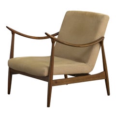 Brazilian Designer, Lounge Chair, Wood, Fabric, Brazil, 1960s
