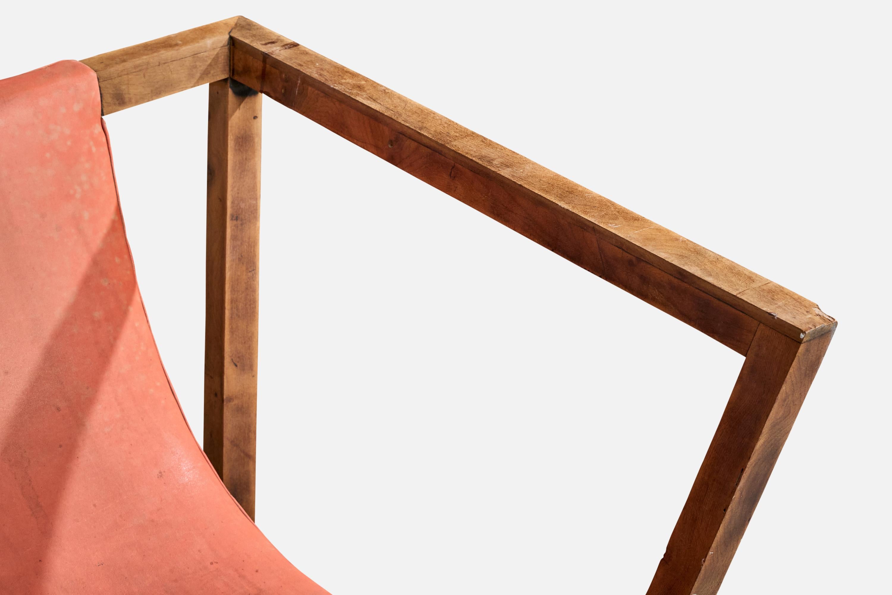 Brasilianischer Designer, Loungesessel, Holz, Leder, Brasilien, 1950er Jahre im Angebot 5