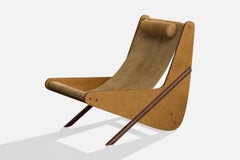 Diseñador brasileño, Silla de salón, Madera, Cuero, Brasil, Años 50