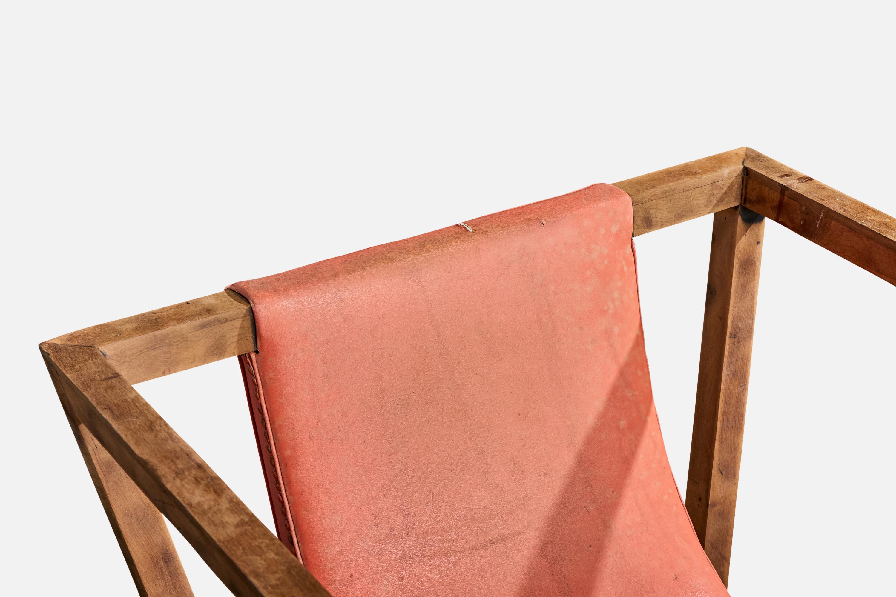 Brasilianischer Designer, Loungesessel, Holz, Leder, Brasilien, 1950er Jahre im Angebot 3