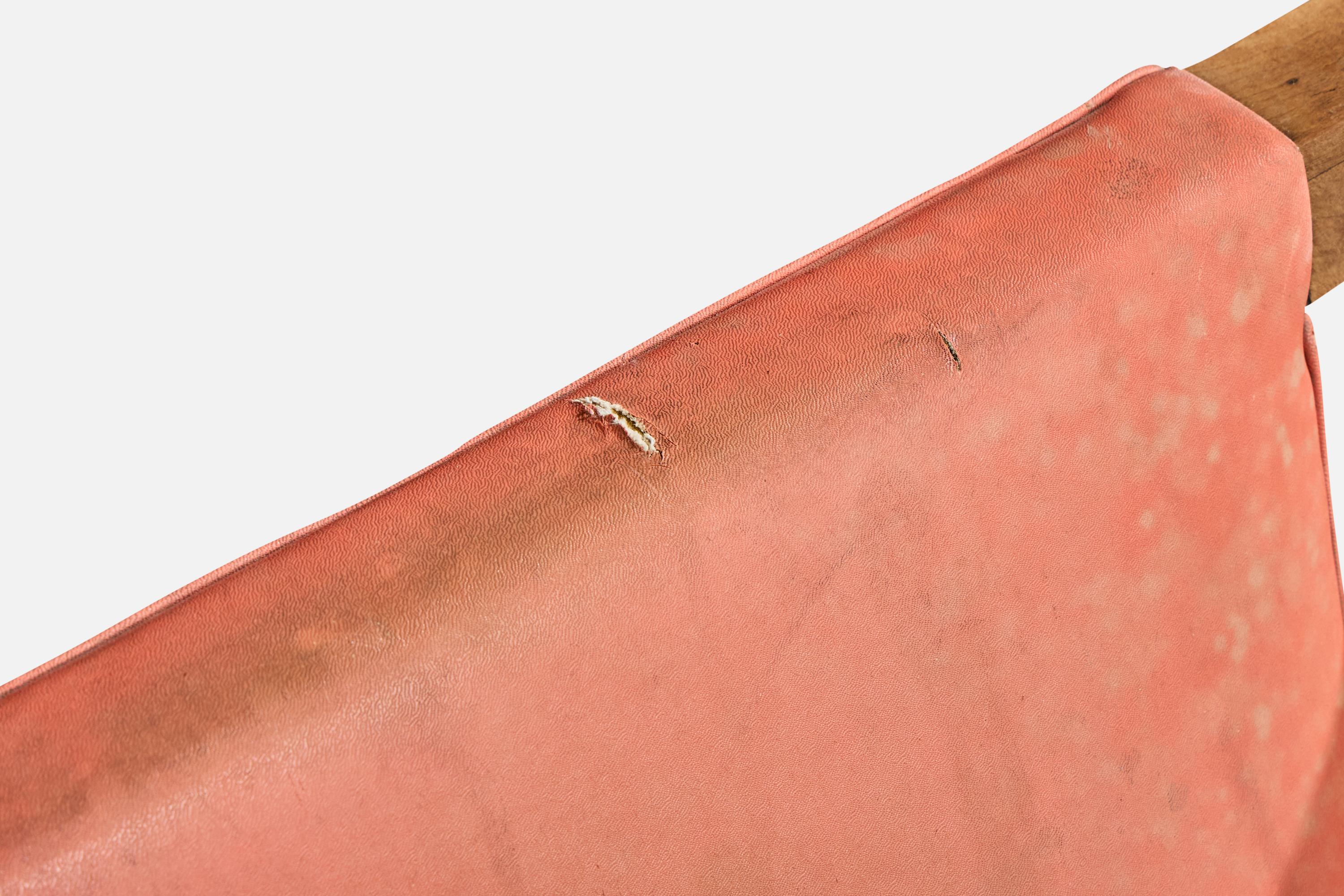 Brasilianischer Designer, Loungesessel, Holz, Leder, Brasilien, 1950er Jahre im Angebot 4