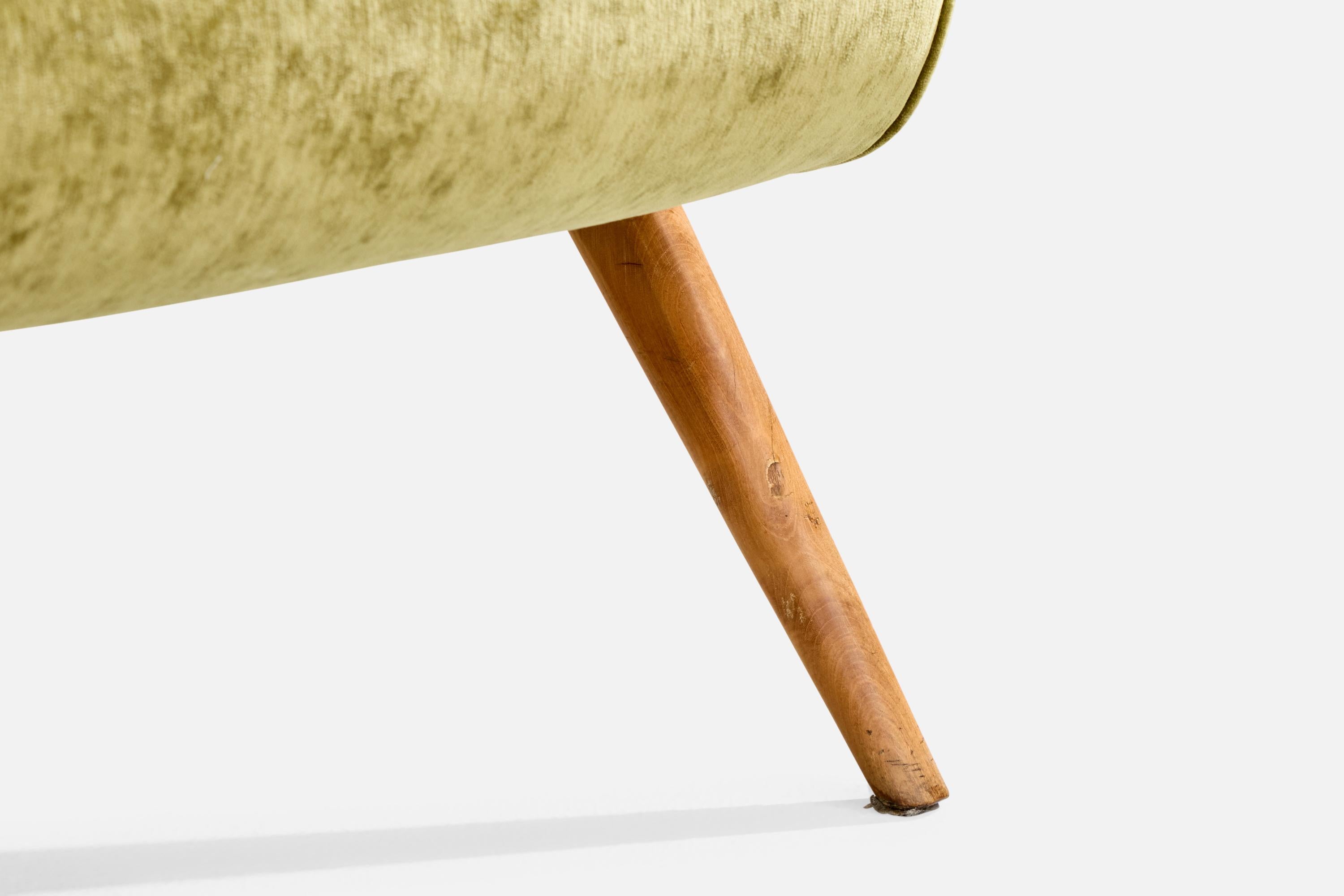 Designer brésilien, fauteuil de salon, bois, velours, Brésil, années 1960 en vente 6