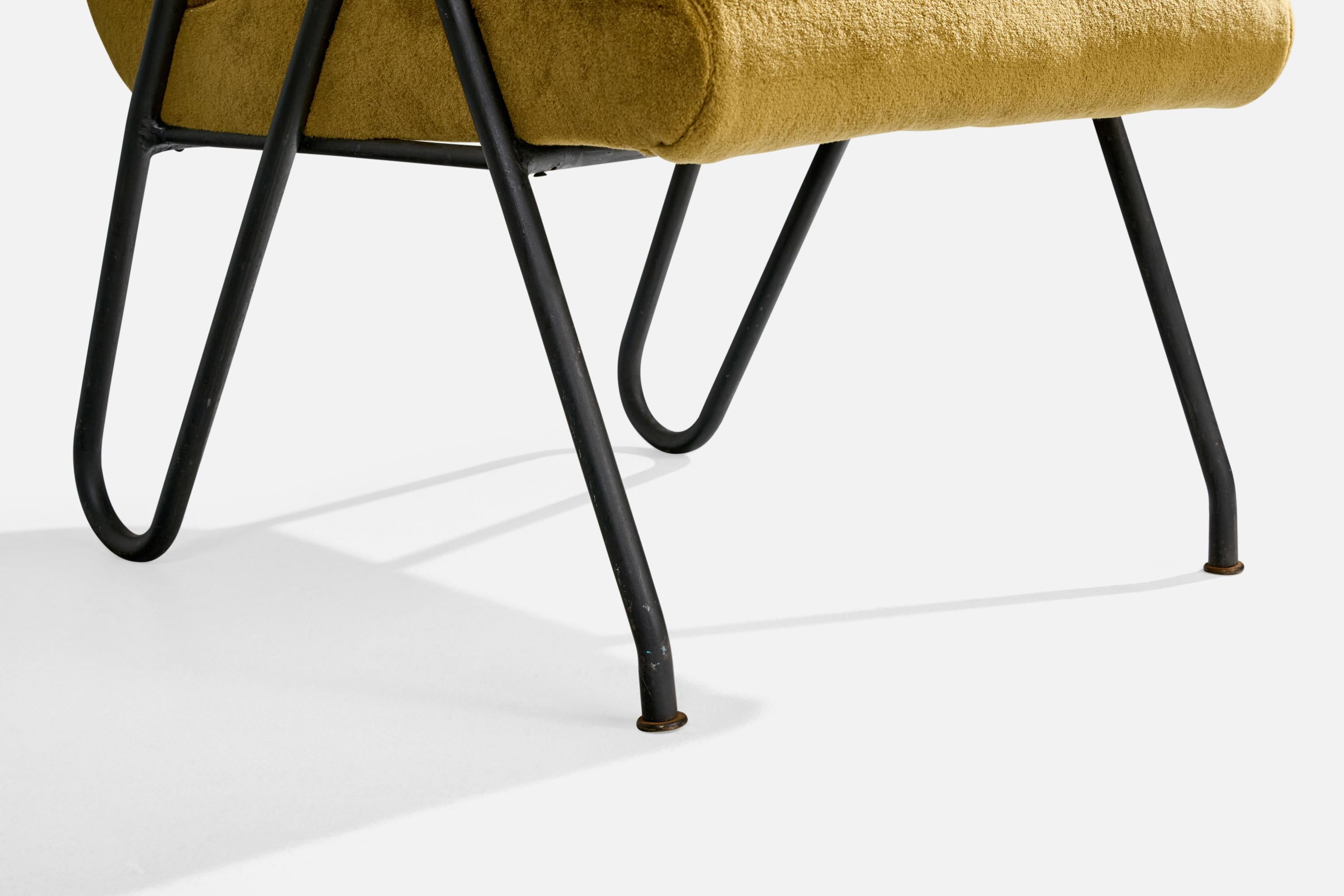 Brazilian Designer, Lounge Chair, Wood, Velvet, Metal, Brazil, 1950s For Sale 6