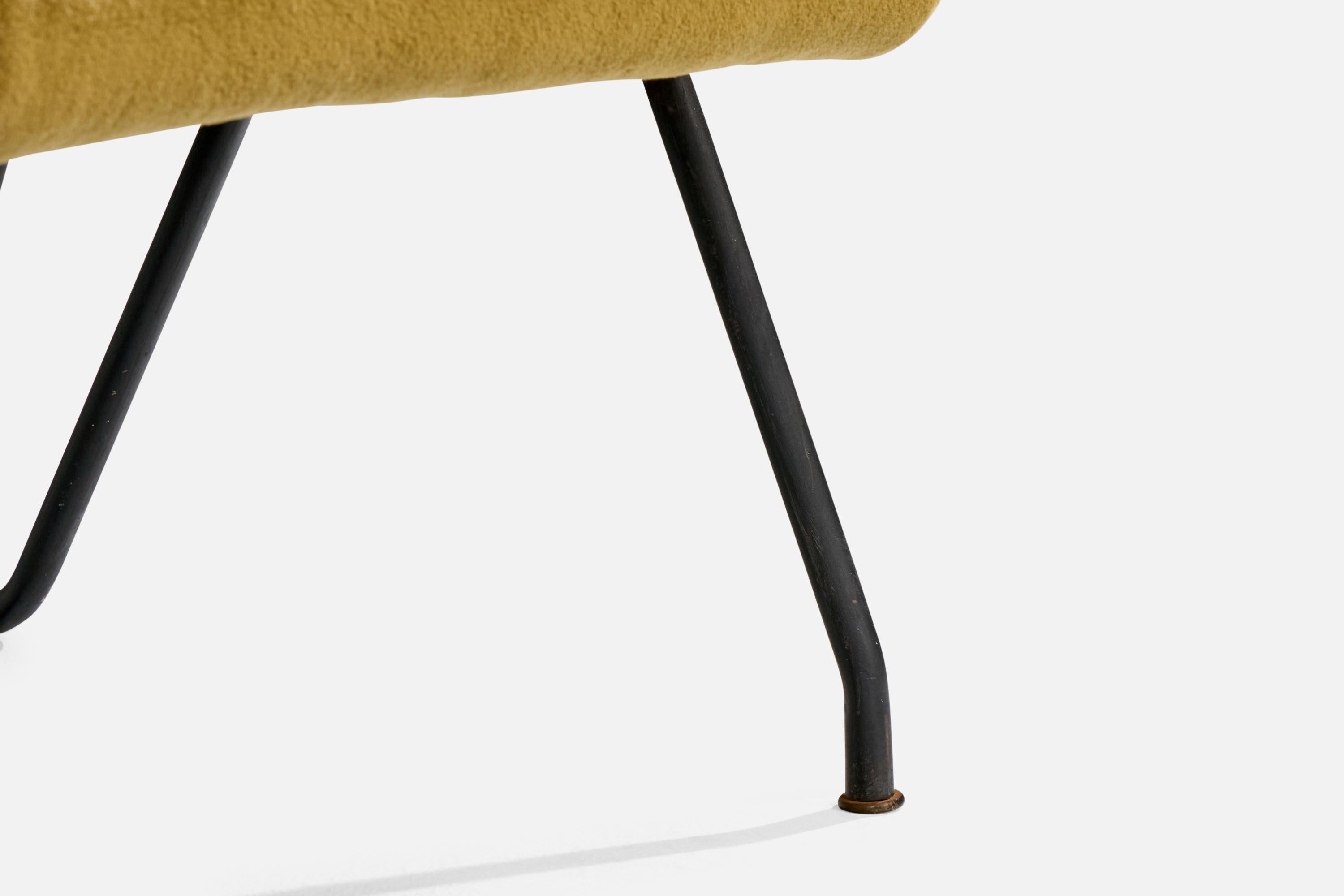 Brazilian Designer, Lounge Chair, Wood, Velvet, Metal, Brazil, 1950s For Sale 7