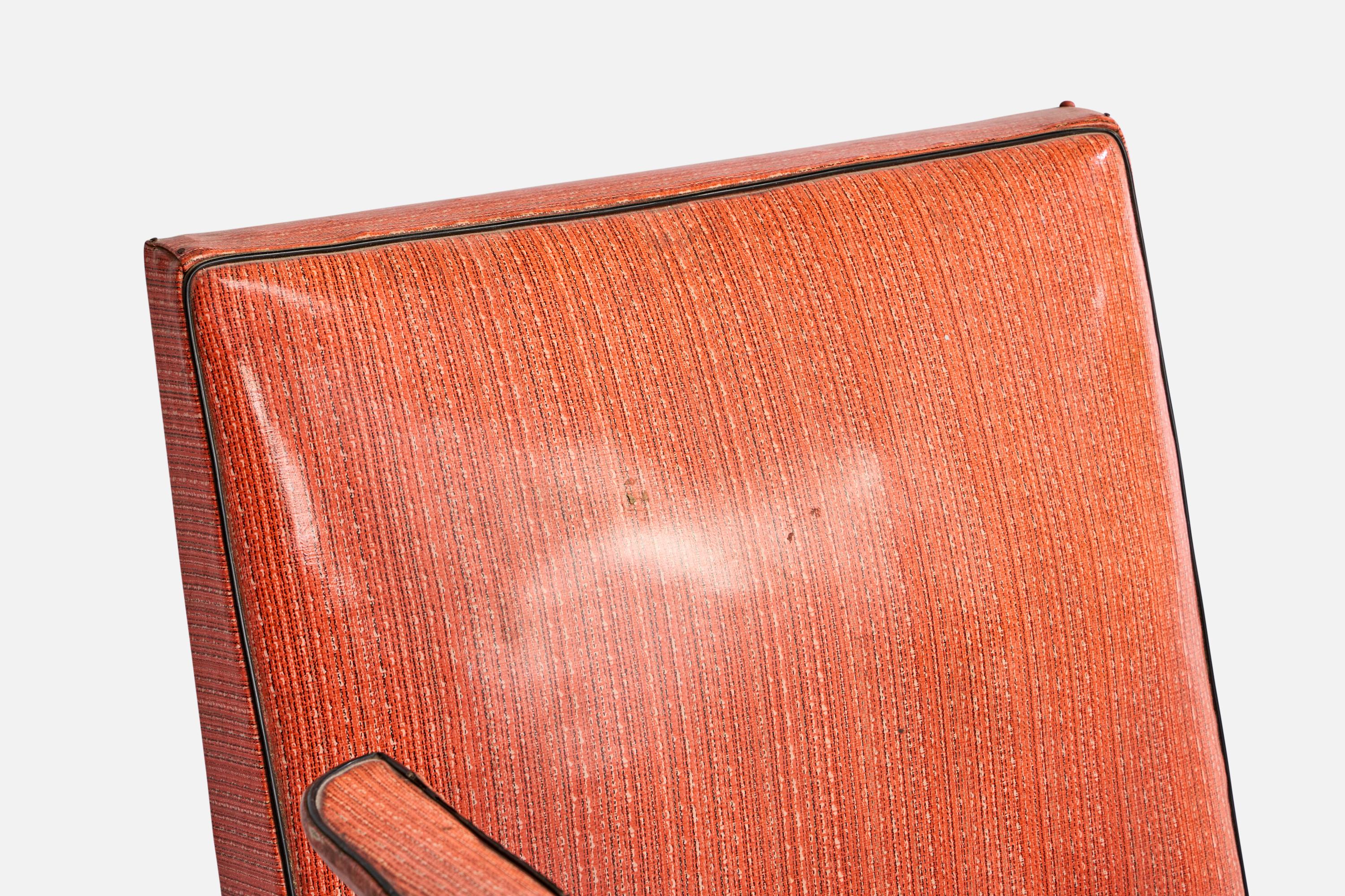 Brazilian Designer, Lounge Chair, Wood, Vinyl, Brazil, 1950s For Sale 4