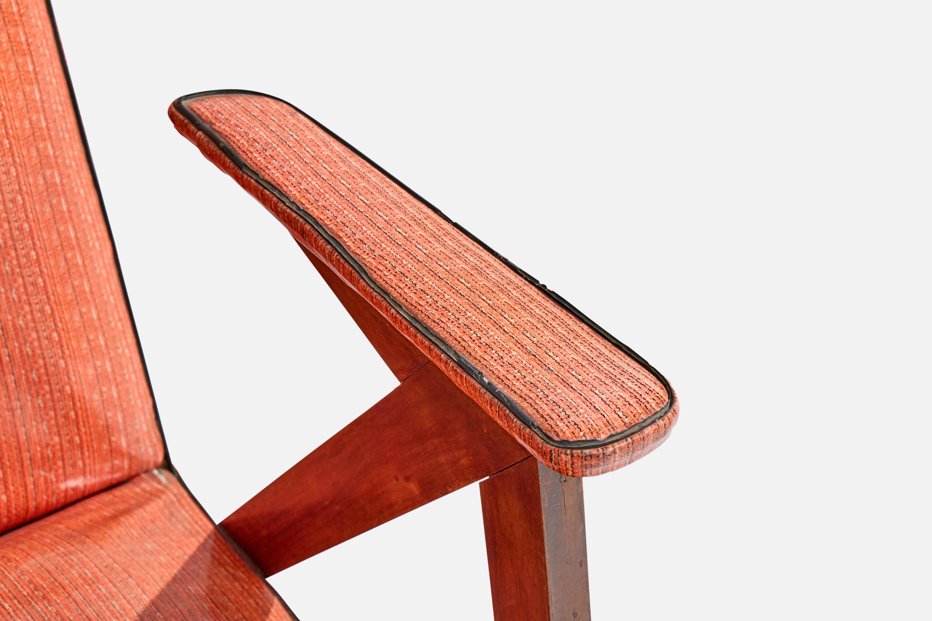 Brazilian Designer, Lounge Chair, Wood, Vinyl, Brazil, 1950s For Sale 5