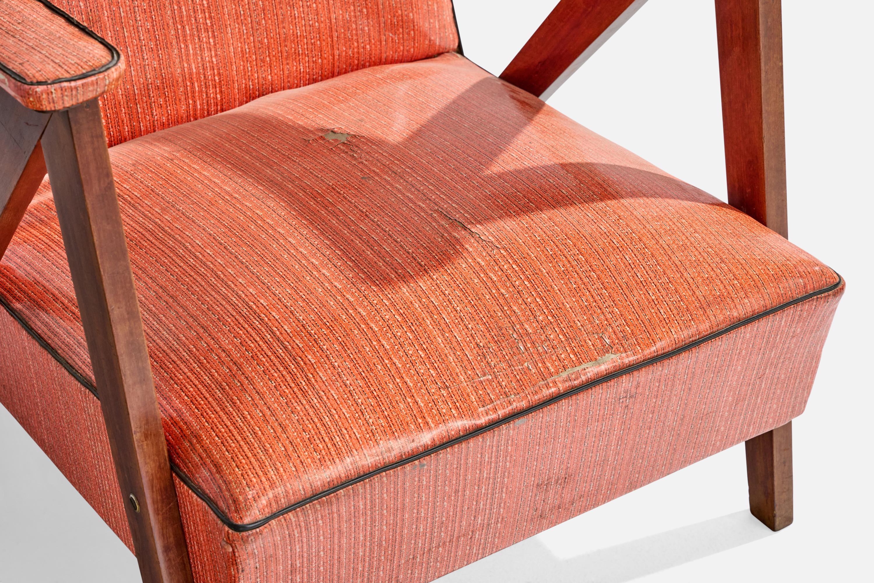 Brazilian Designer, Lounge Chair, Wood, Vinyl, Brazil, 1950s For Sale 6