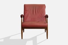 Brazilian Designer, Lounge Chair, Wood, Vinyl, Brazil, 1960s