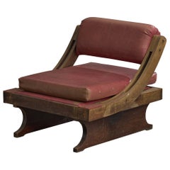 Brazilian Designer, Lounge Chair, Wood, Vinyl, Brazil, 1960s