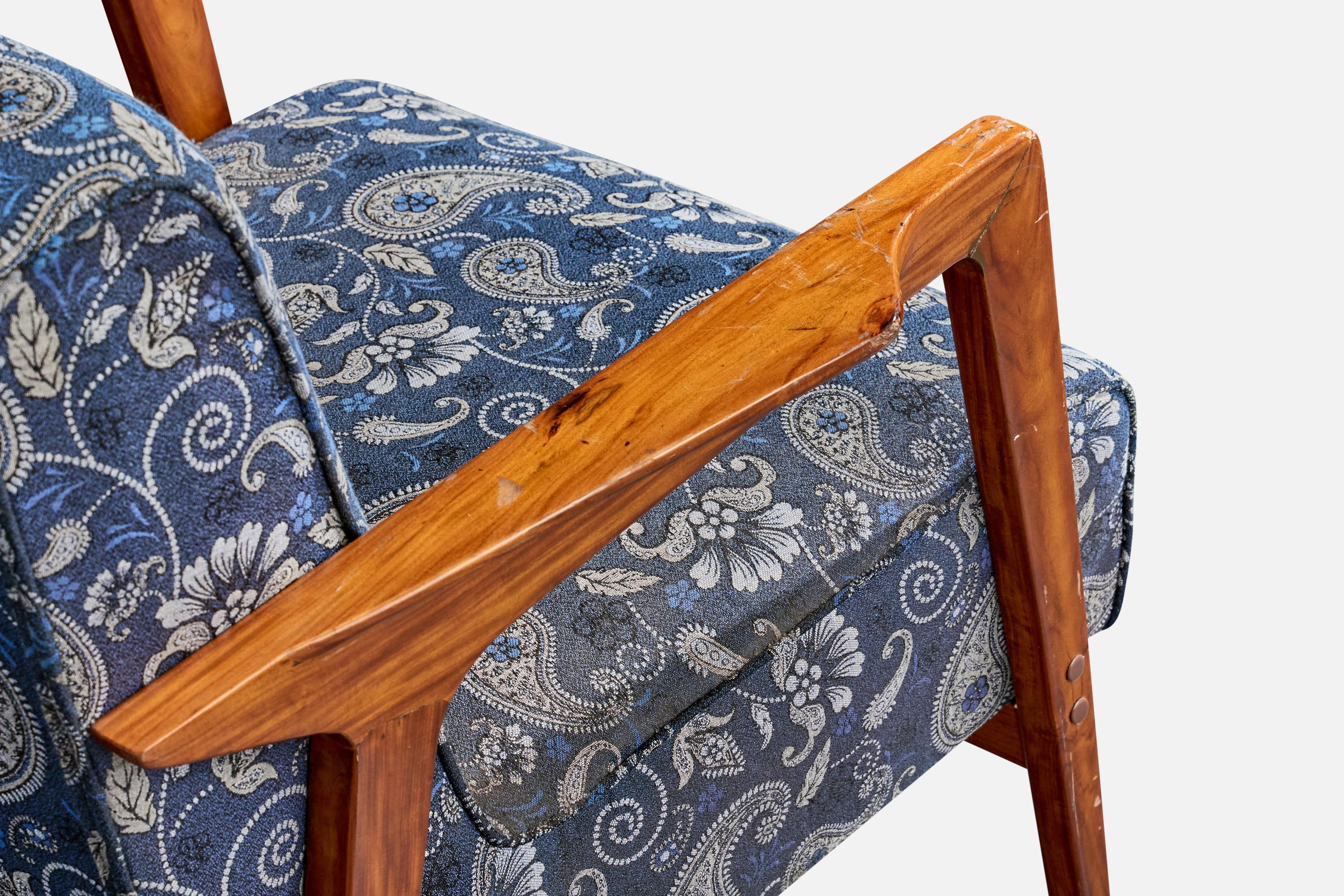 Brasilianischer Designer, Lounge Chairs, Caviúna, Stoff, Brasilien, 1961 im Angebot 5