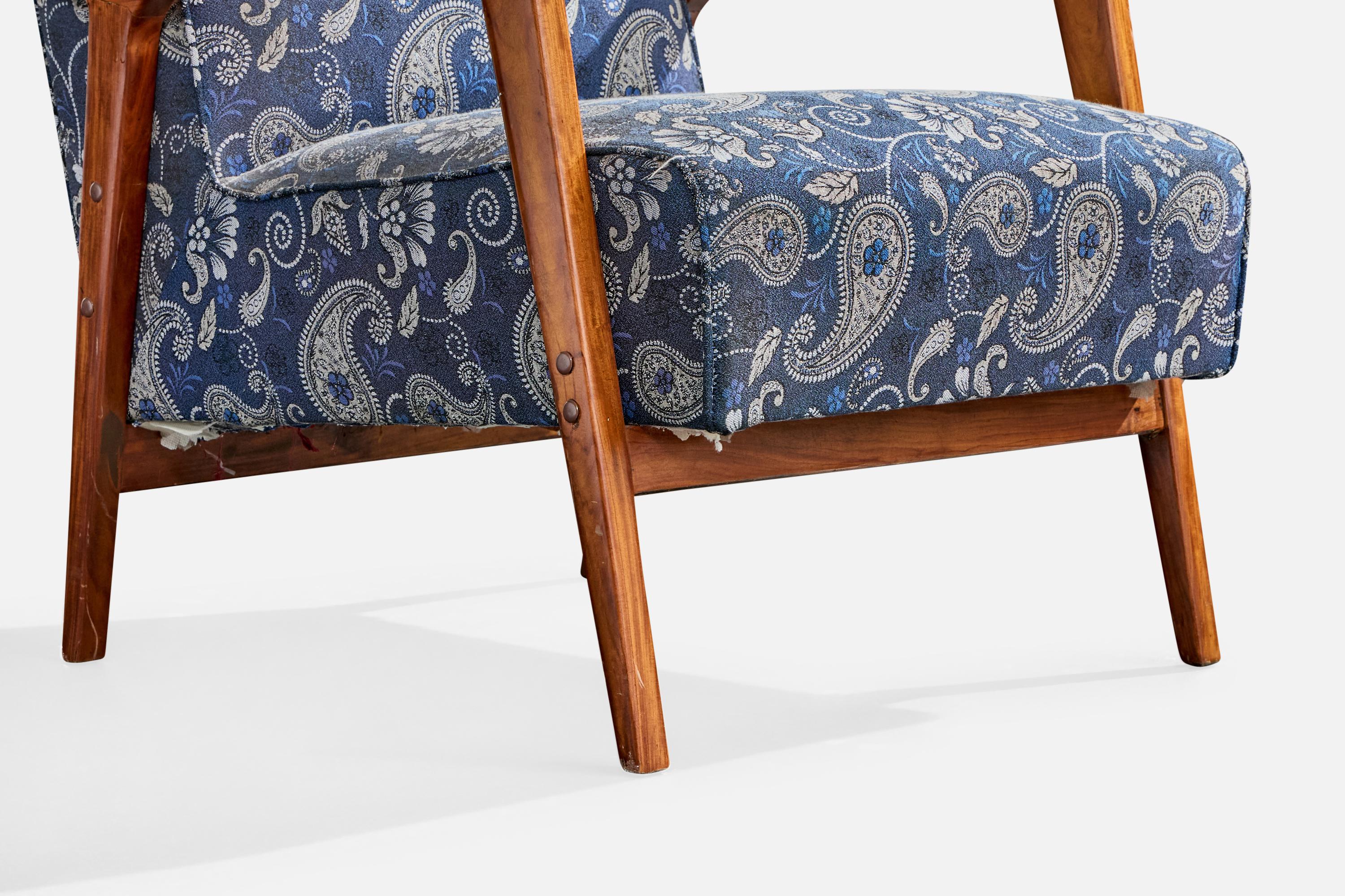 Brasilianischer Designer, Lounge Chairs, Caviúna, Stoff, Brasilien, 1961 im Angebot 7