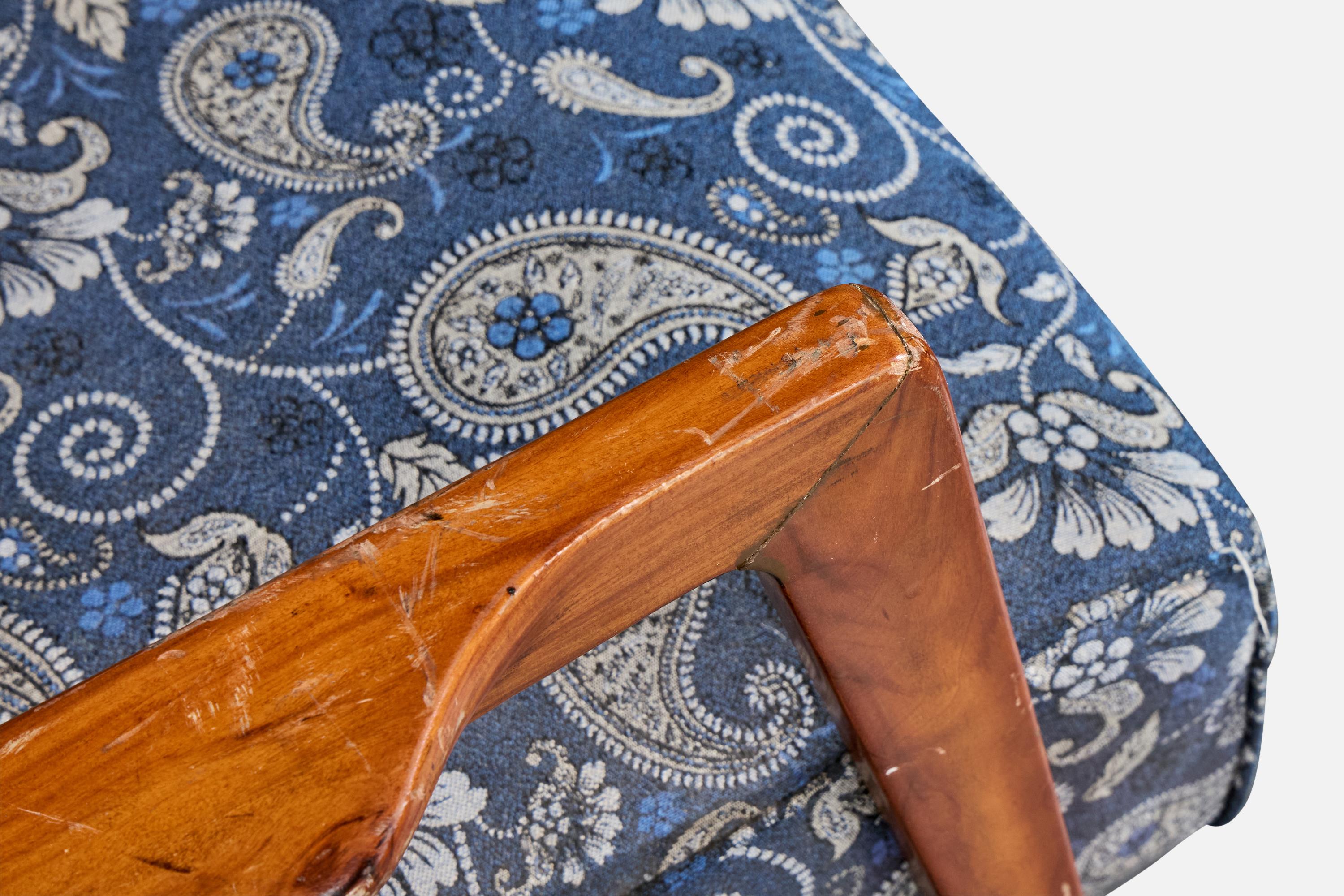 Brasilianischer Designer, Lounge Chairs, Caviúna, Stoff, Brasilien, 1961 im Angebot 9