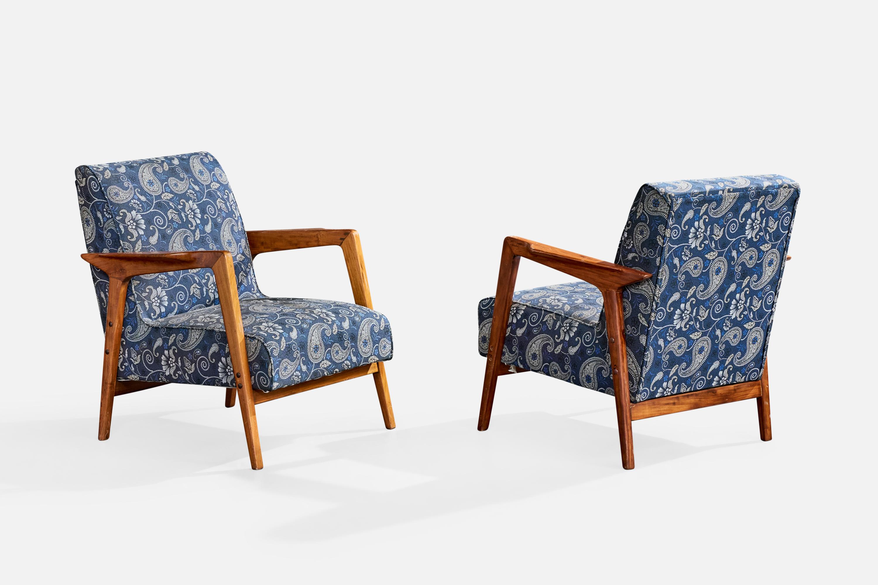 Brasilianischer Designer, Lounge Chairs, Caviúna, Stoff, Brasilien, 1961 (Moderne der Mitte des Jahrhunderts) im Angebot