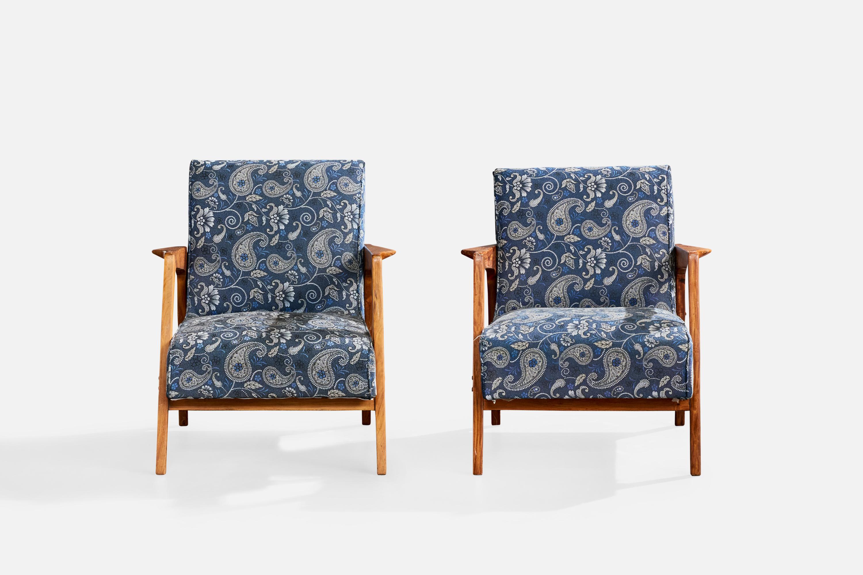 Brasilianischer Designer, Lounge Chairs, Caviúna, Stoff, Brasilien, 1961 im Zustand �„Gut“ im Angebot in High Point, NC