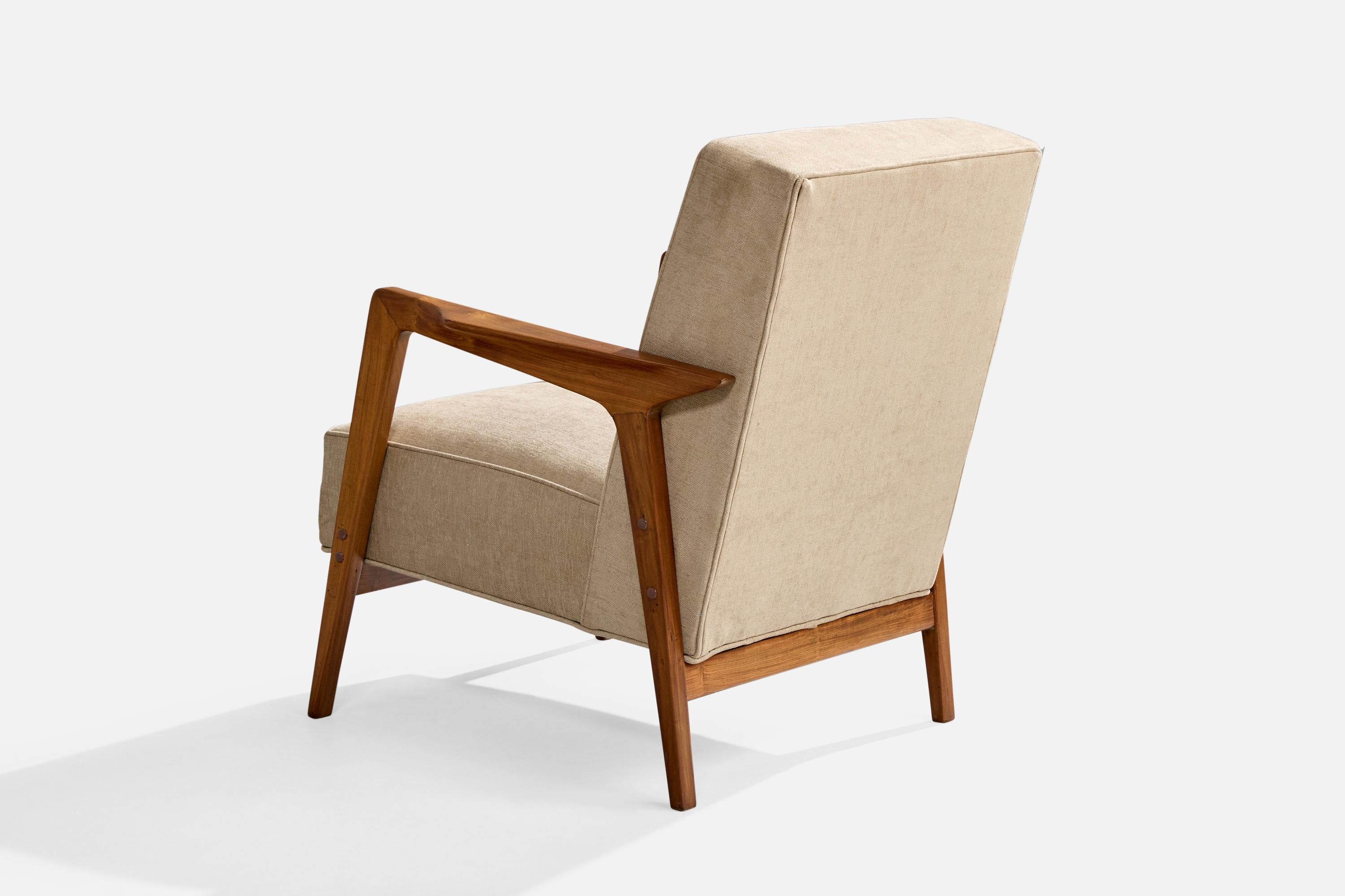Metà XX secolo Designer brasiliano, Sedie da salotto, Caviúna, Tessuto, Brasile, 1961 in vendita