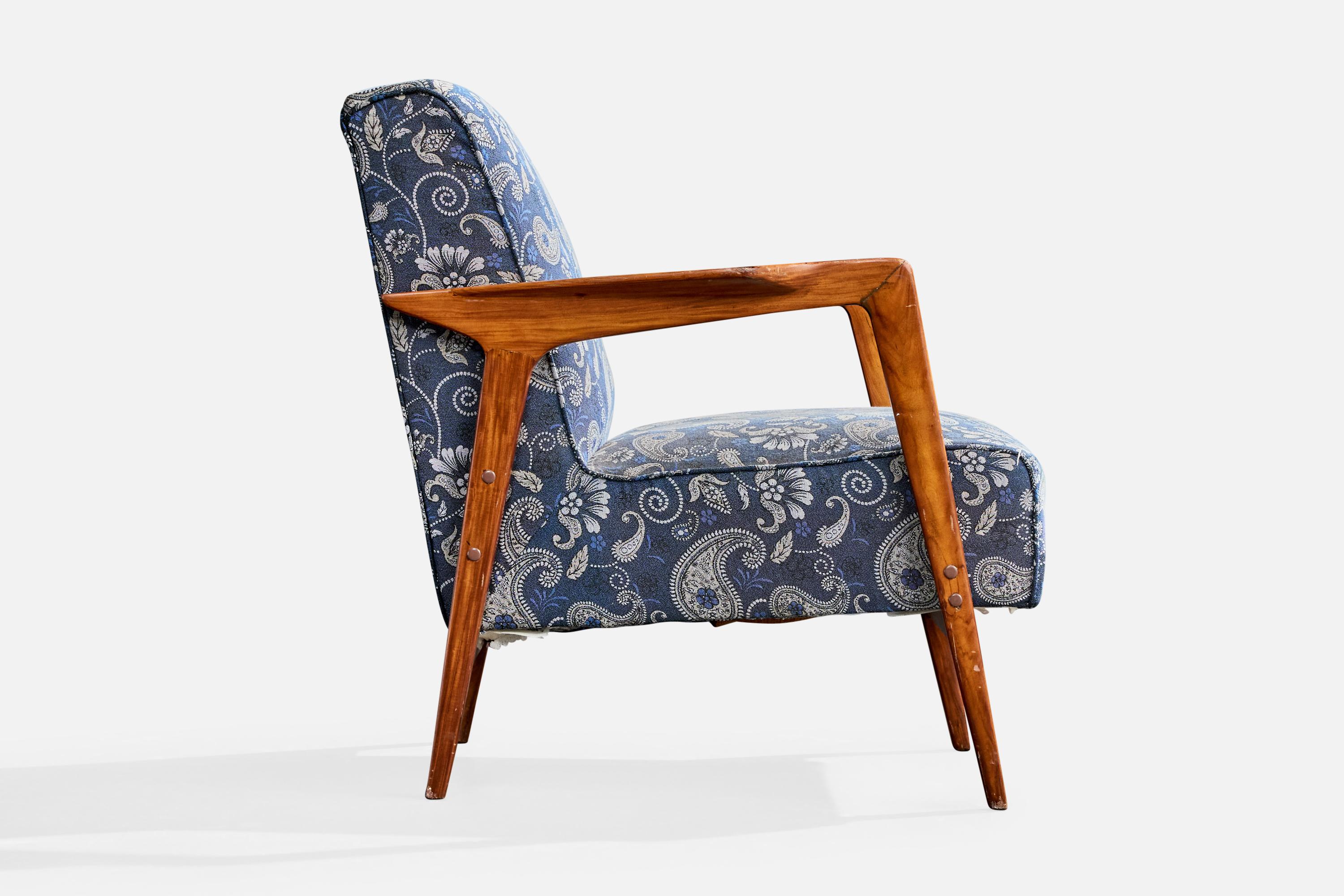 Brasilianischer Designer, Lounge Chairs, Caviúna, Stoff, Brasilien, 1961 im Angebot 2