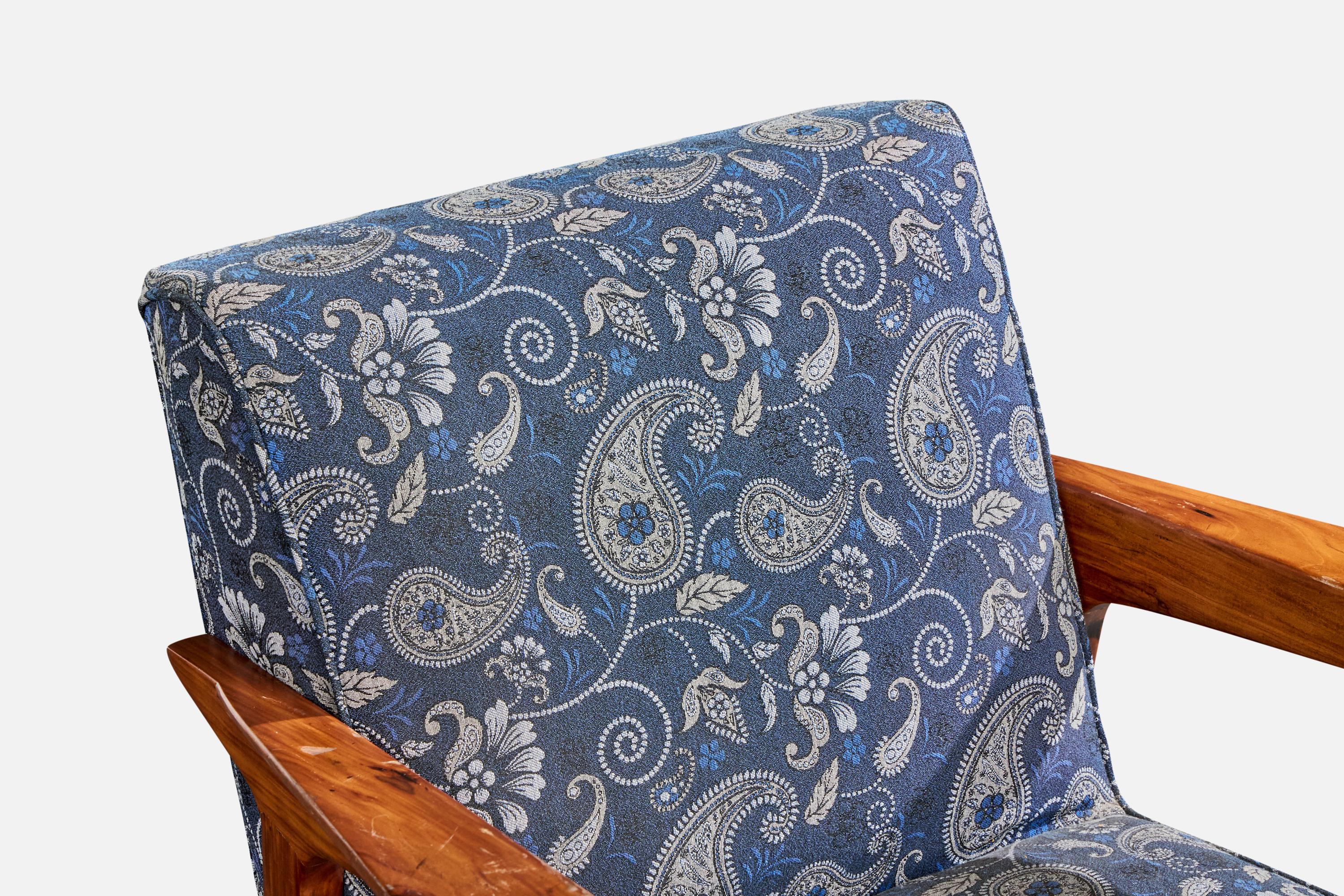 Brasilianischer Designer, Lounge Chairs, Caviúna, Stoff, Brasilien, 1961 im Angebot 4