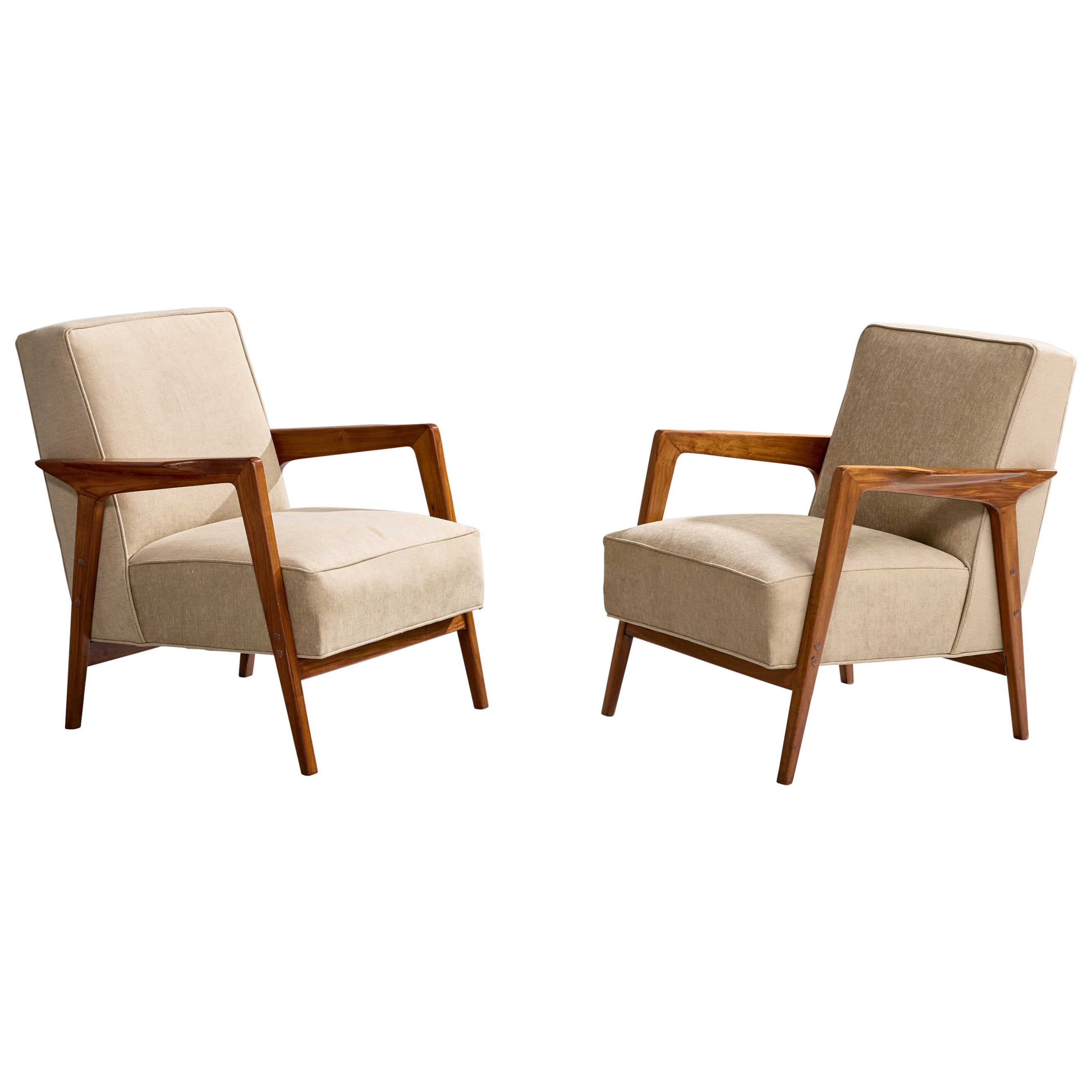 Designer brésilien, chaises longues, Caviúna, tissu, Brésil, 1961