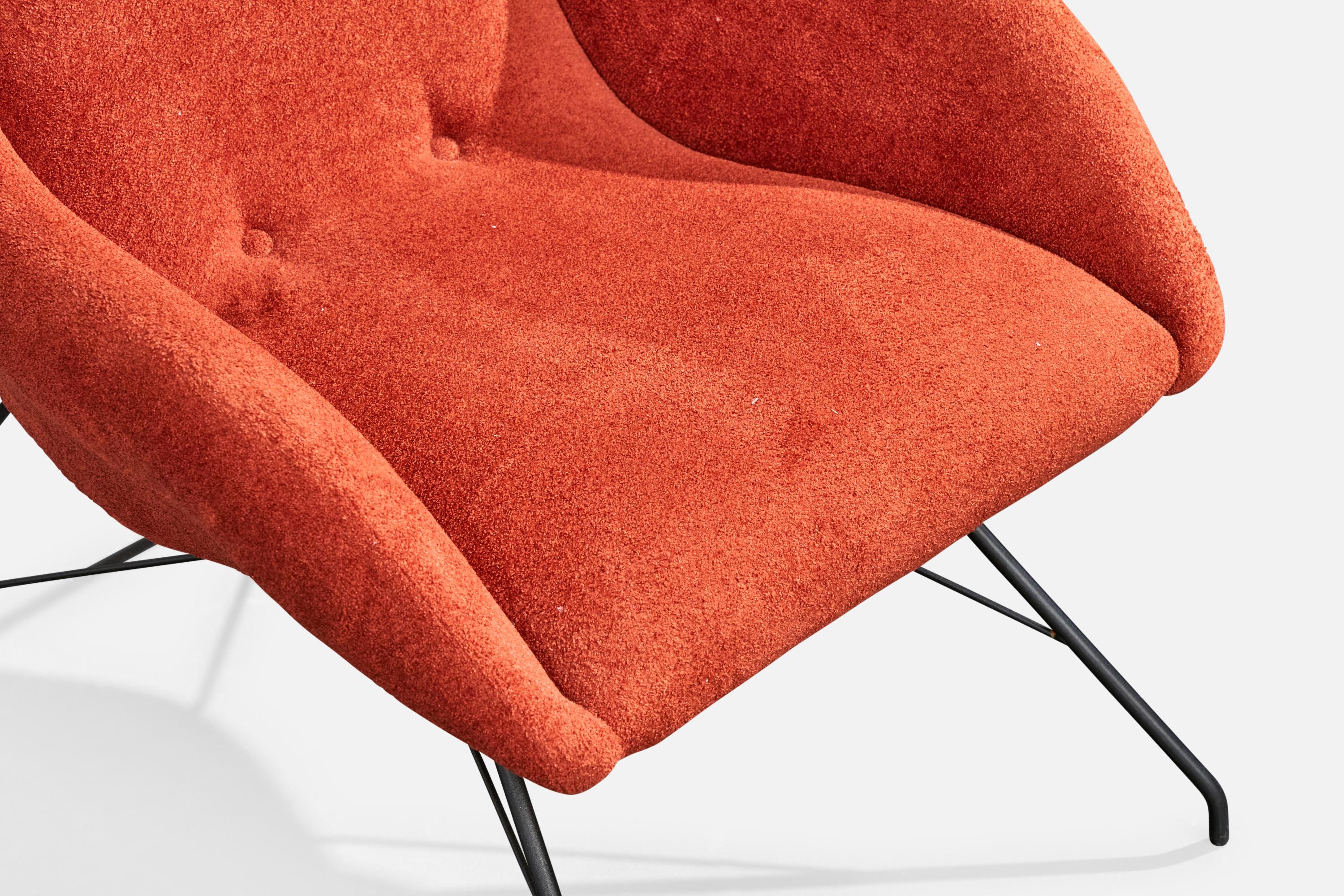 Designer brésilien, chaises longues, fer, tissu, Brésil, années 1950 en vente 4