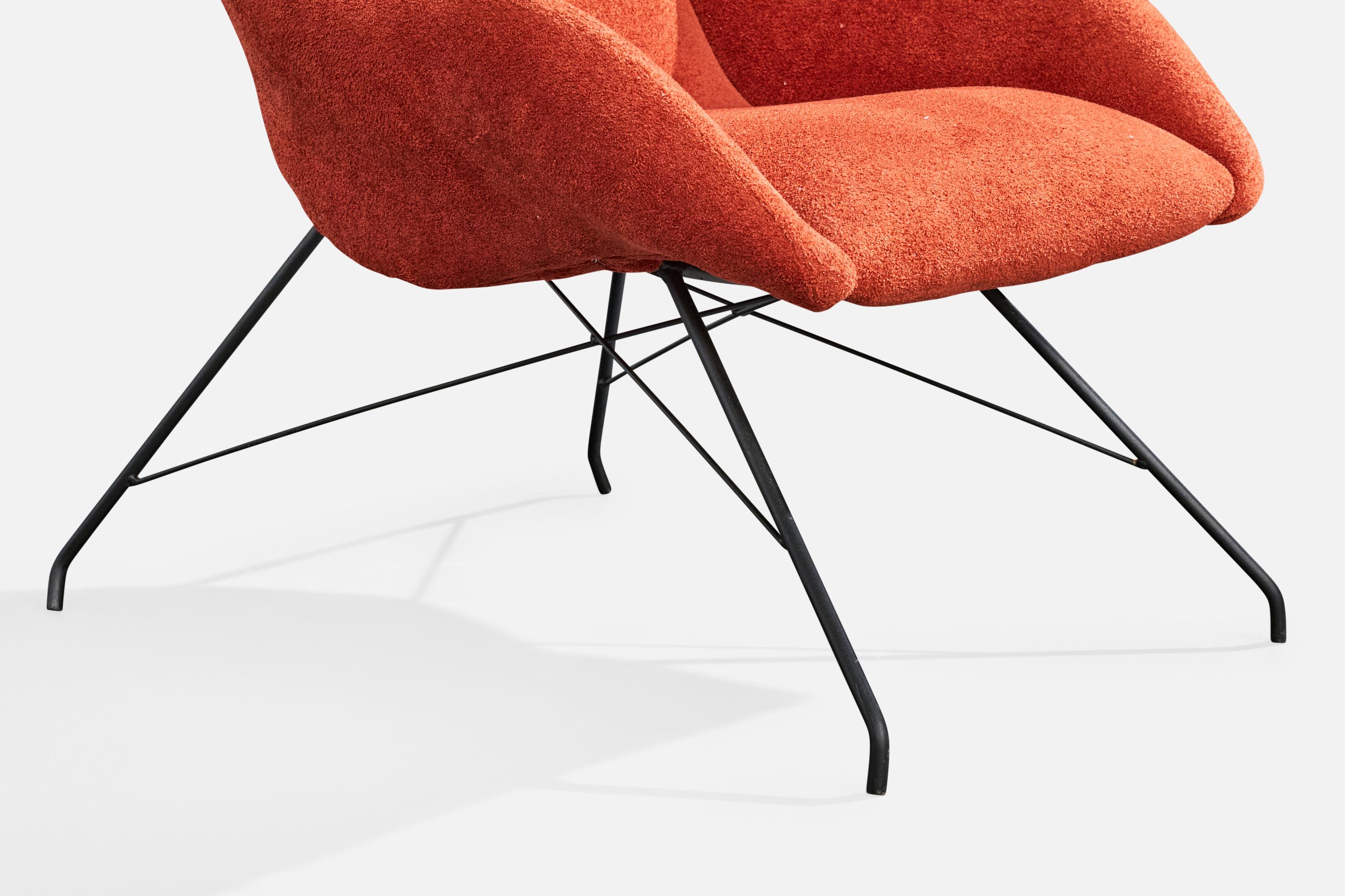 Designer brésilien, chaises longues, fer, tissu, Brésil, années 1950 en vente 5