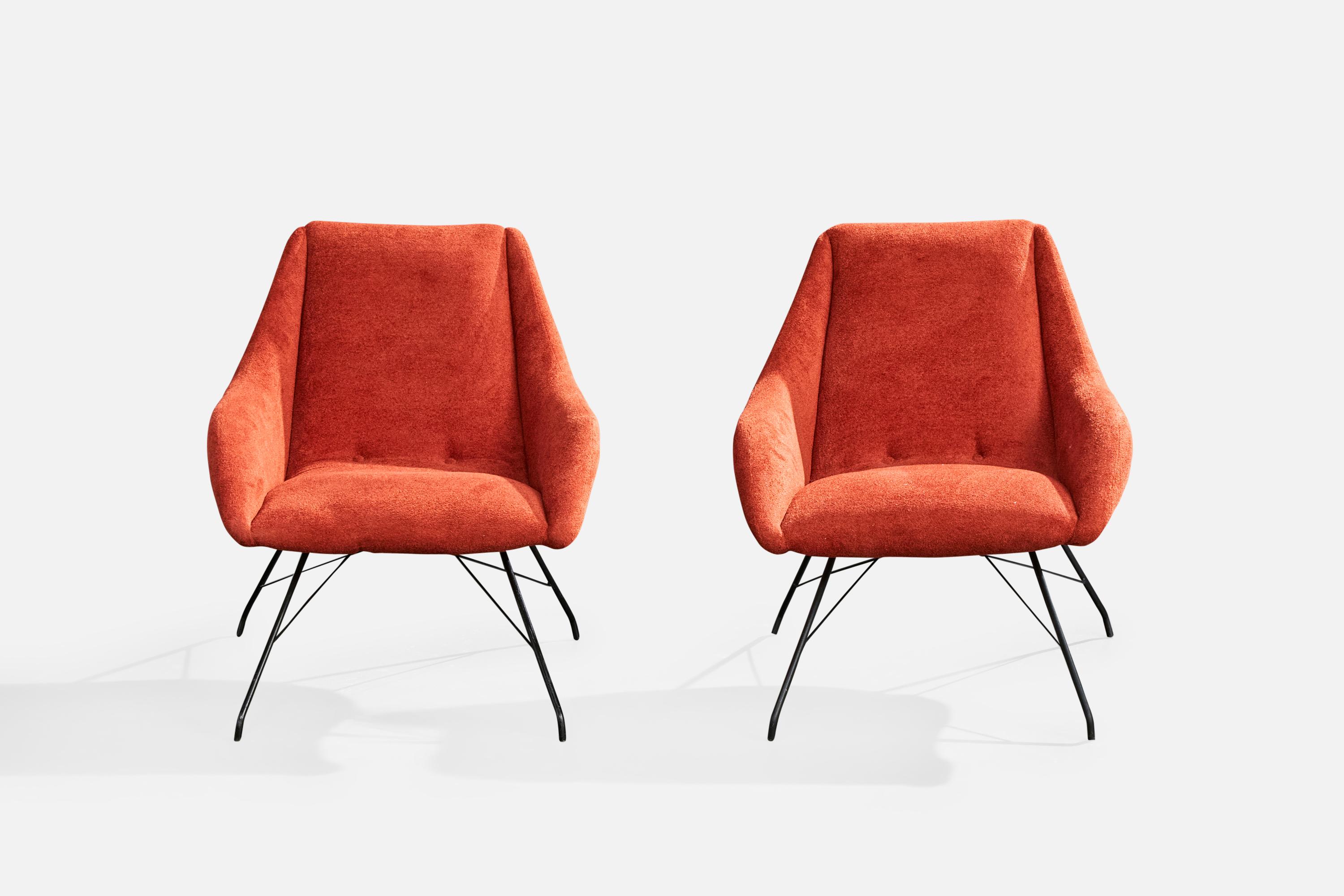 Brésilien Designer brésilien, chaises longues, fer, tissu, Brésil, années 1950 en vente