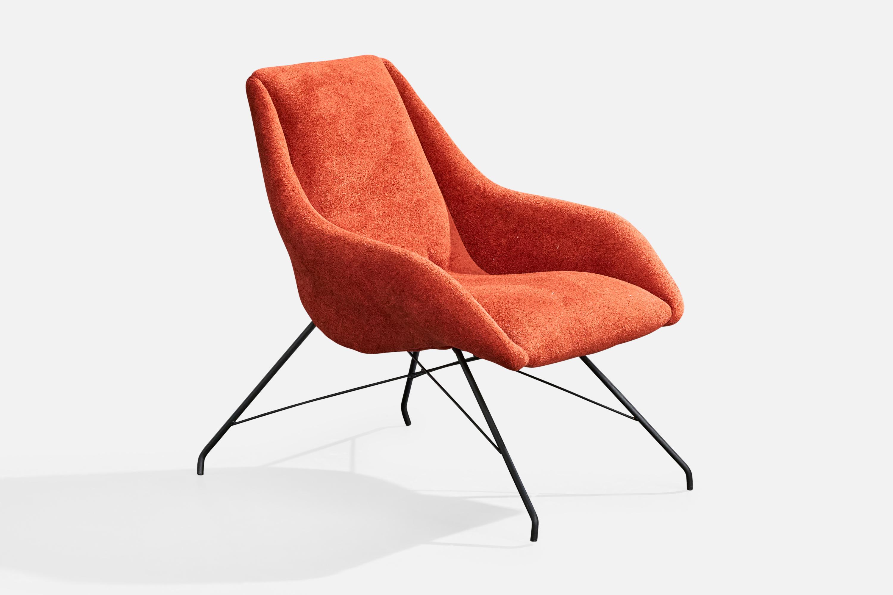 Designer brésilien, chaises longues, fer, tissu, Brésil, années 1950 Bon état - En vente à High Point, NC