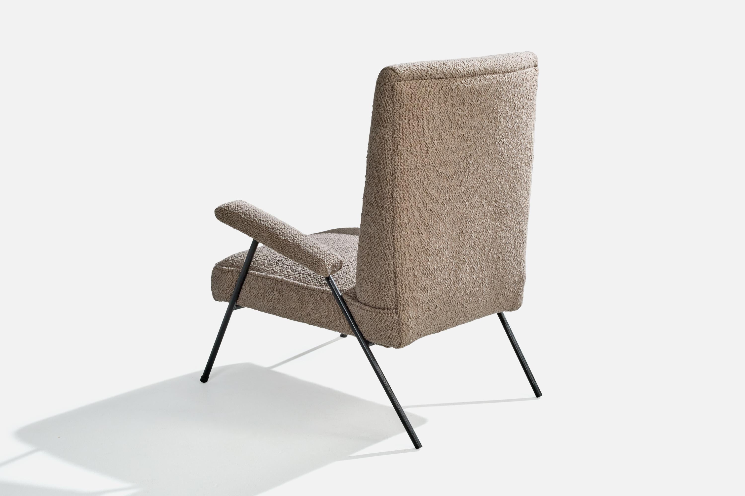 Brazilian Designer, Lounge Chairs, Iron, Fabric, Brazil, 1950s For Sale 1