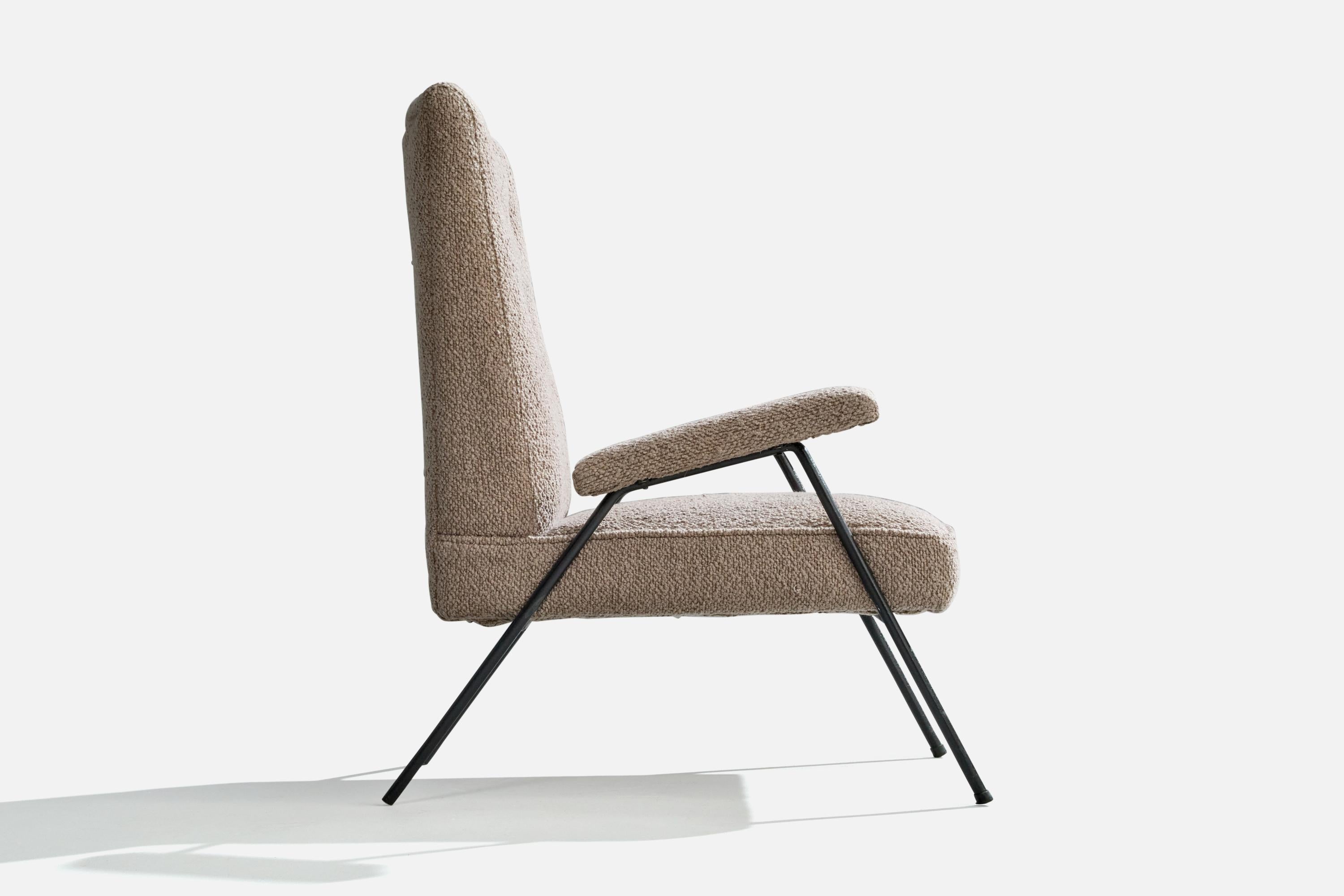 Brazilian Designer, Lounge Chairs, Iron, Fabric, Brazil, 1950s For Sale 2