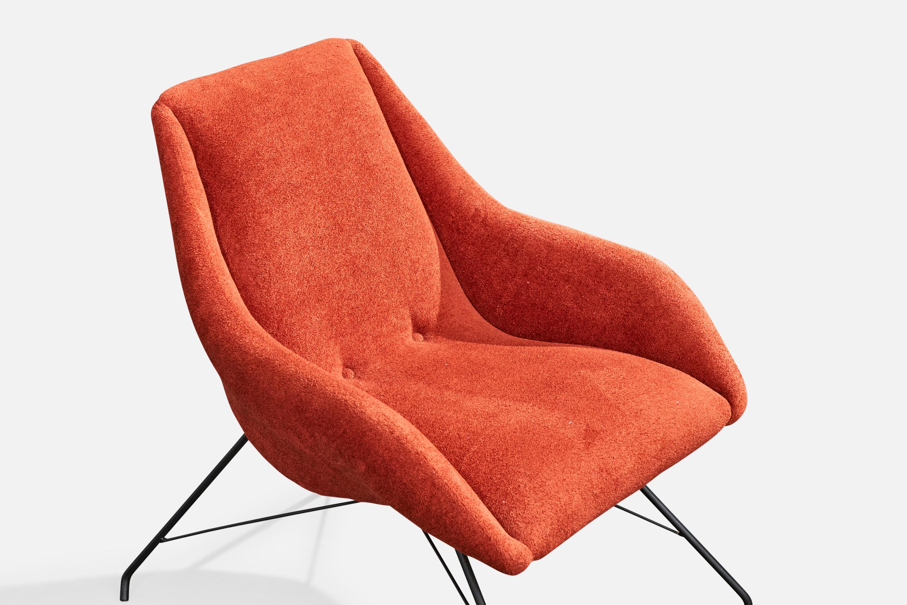 Designer brésilien, chaises longues, fer, tissu, Brésil, années 1950 en vente 1