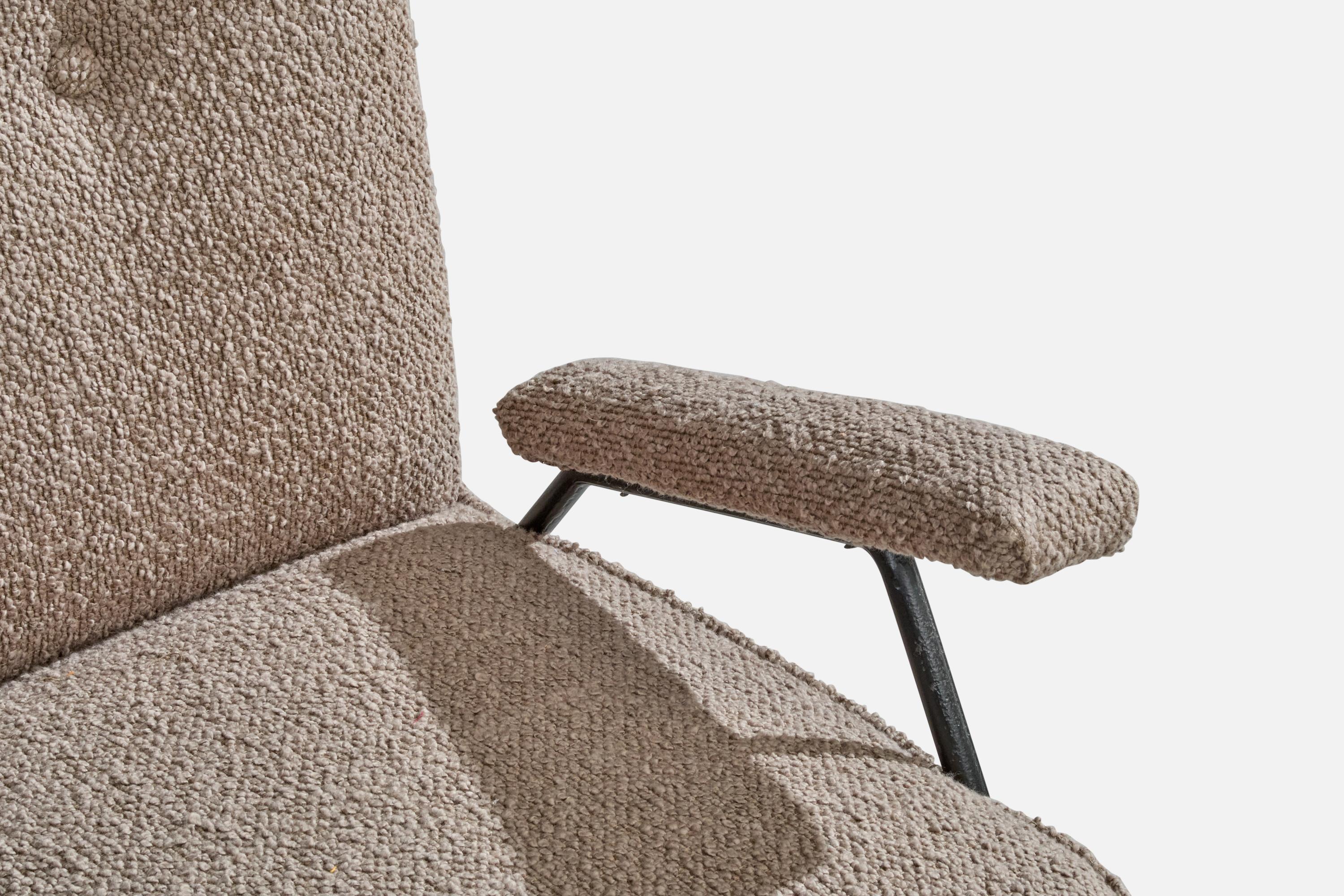 Brazilian Designer, Lounge Chairs, Iron, Fabric, Brazil, 1950s For Sale 4