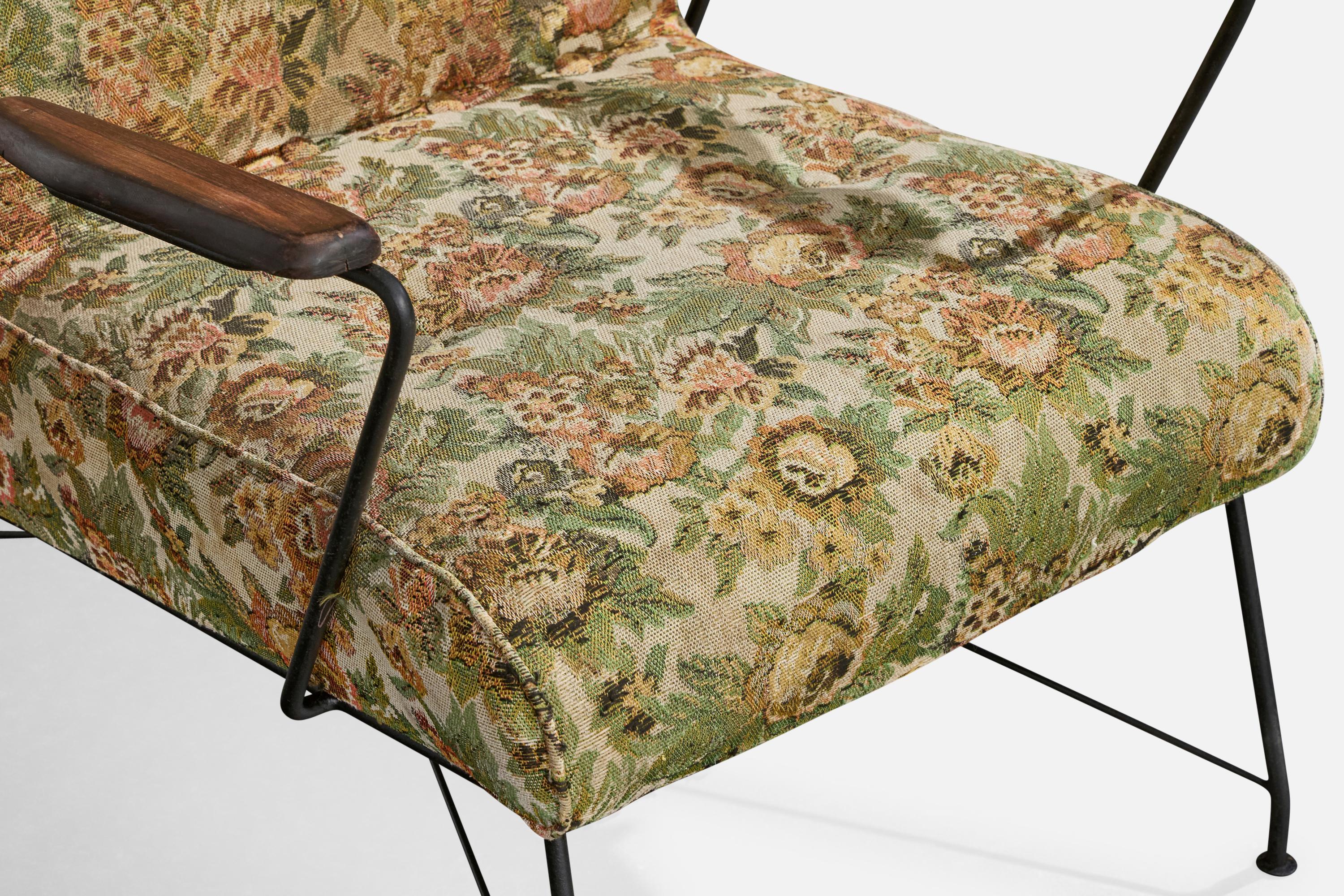 Diseñador brasileño, Sillas de salón, Hierro, Madera, Tela, Brasil, Años 1960 en venta 5