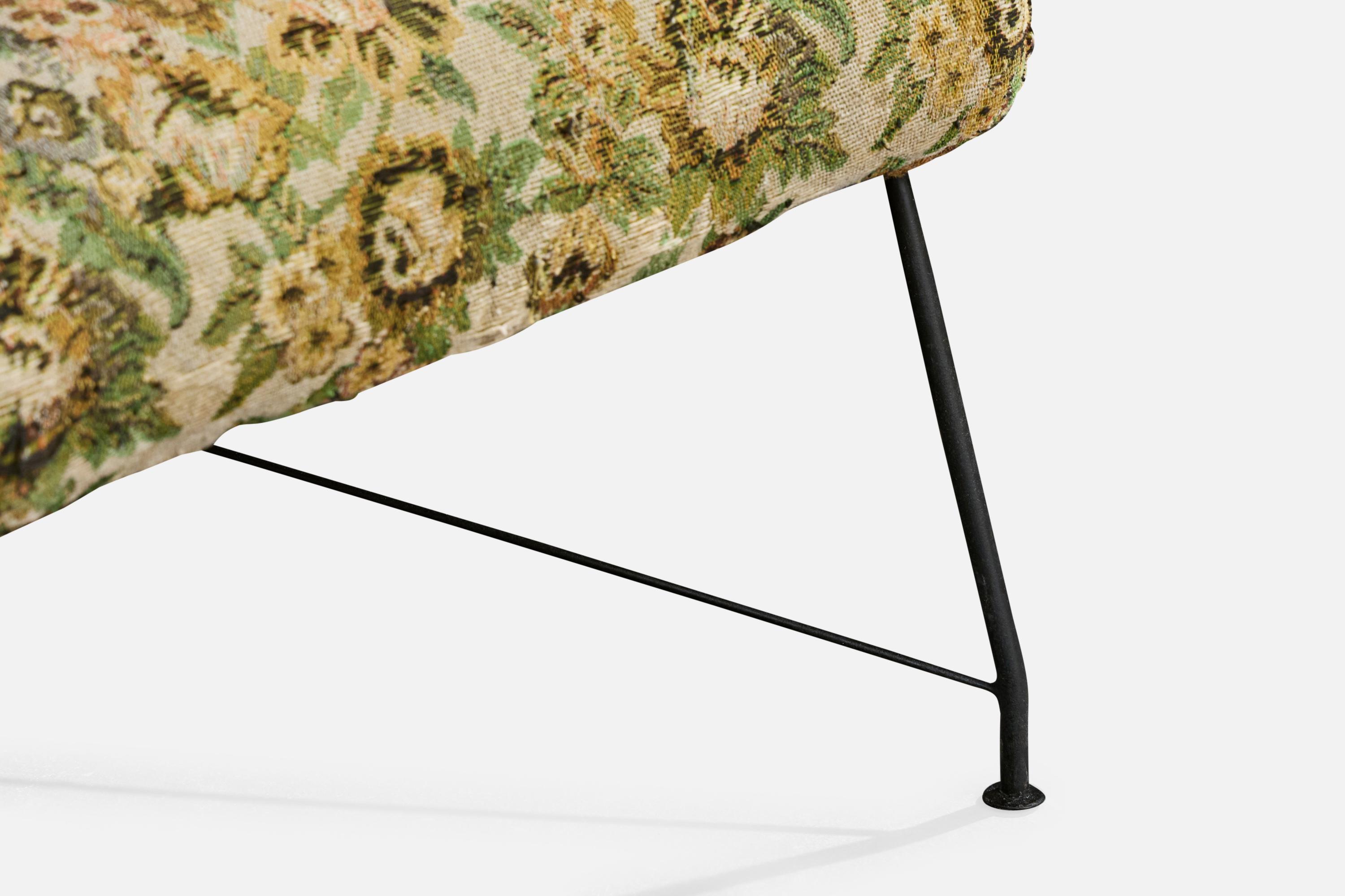 Brasilianischer Designer, Loungesessel, Eisen, Holz, Stoff, Brasilien, 1960er Jahre im Angebot 8