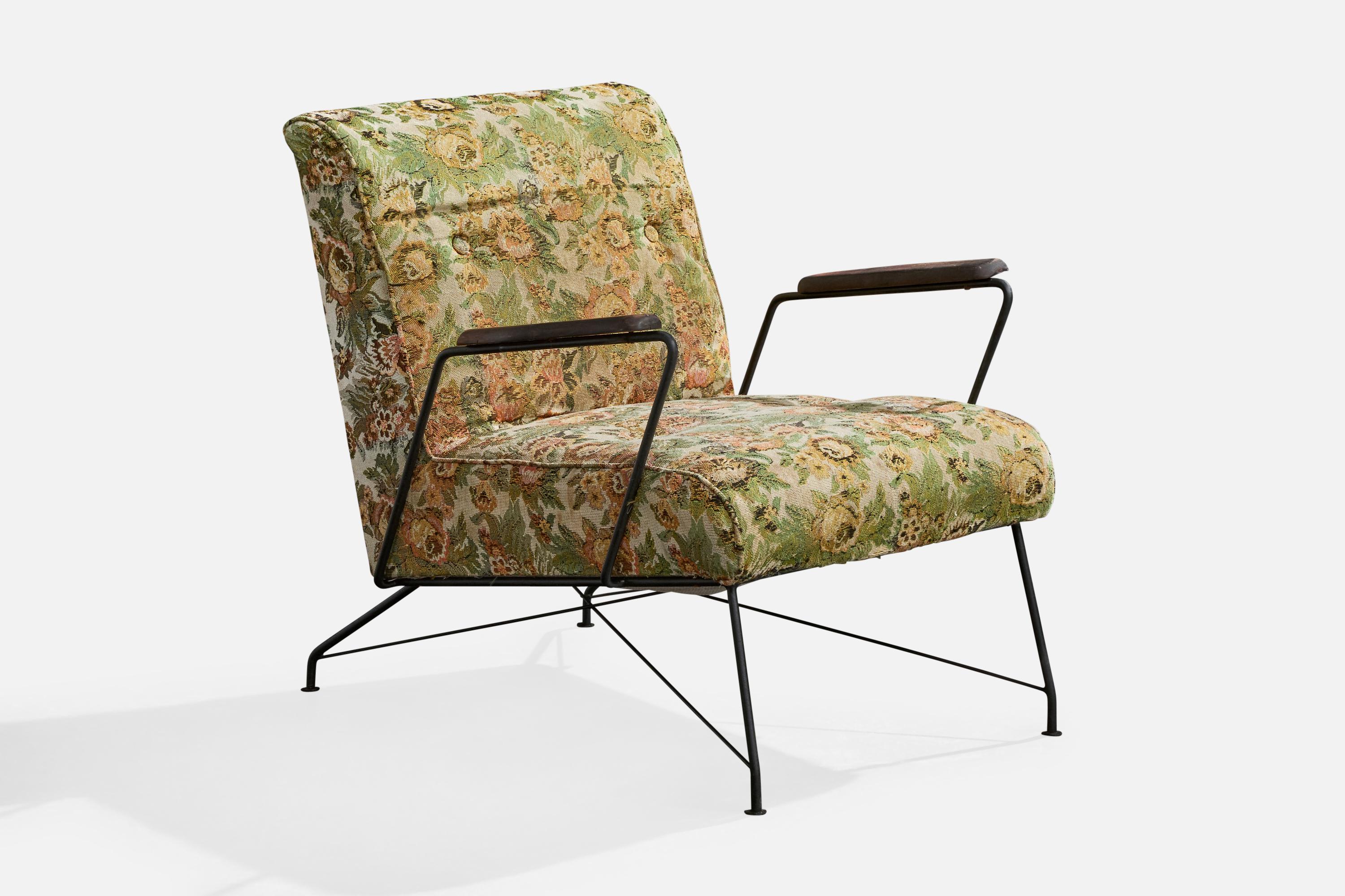 Diseñador brasileño, Sillas de salón, Hierro, Madera, Tela, Brasil, Años 1960 mediados del siglo XX en venta