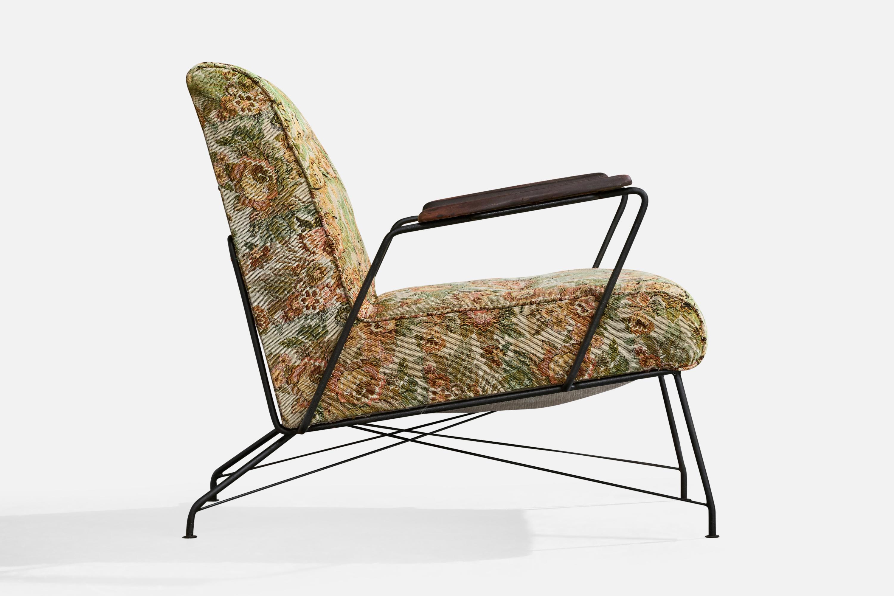 Diseñador brasileño, Sillas de salón, Hierro, Madera, Tela, Brasil, Años 1960 en venta 1