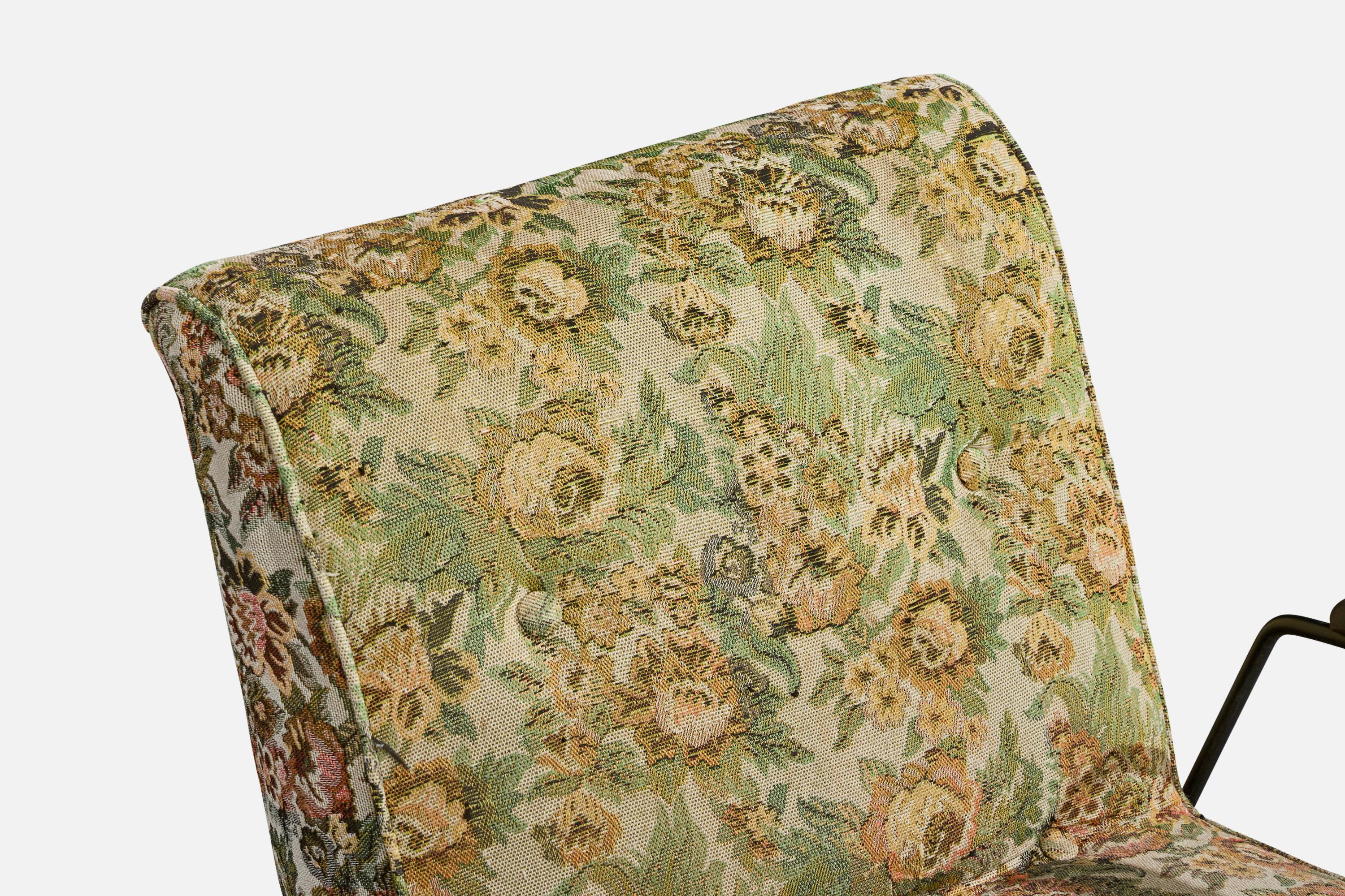 Brasilianischer Designer, Loungesessel, Eisen, Holz, Stoff, Brasilien, 1960er Jahre im Angebot 4