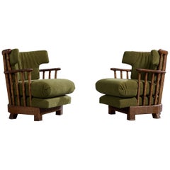 Designer brésilien, chaises longues, rotin, tissu, Brésil, années 1960