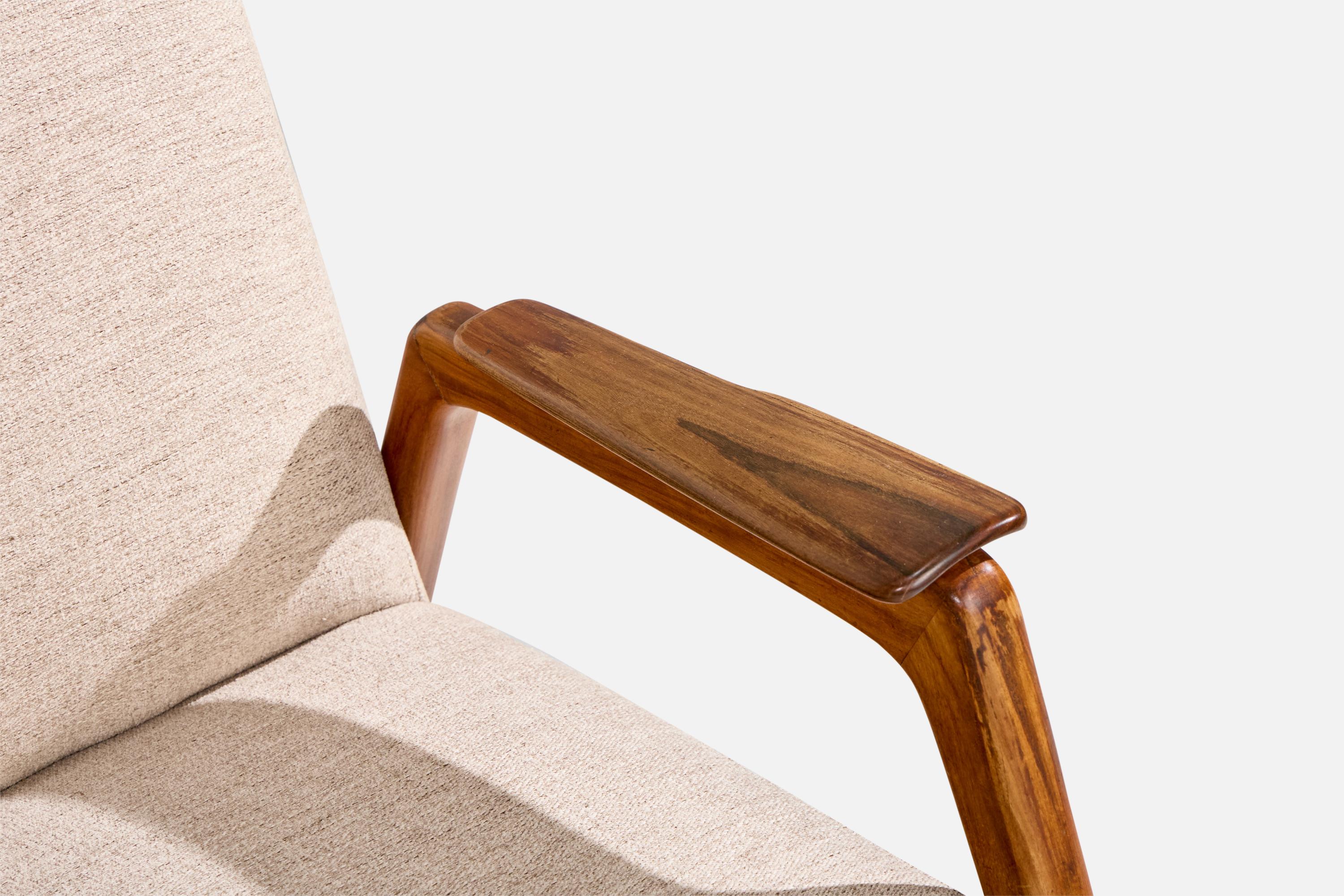 Designer brésilien, chaises longues, Wood, tissu, Brésil, années 1950 3