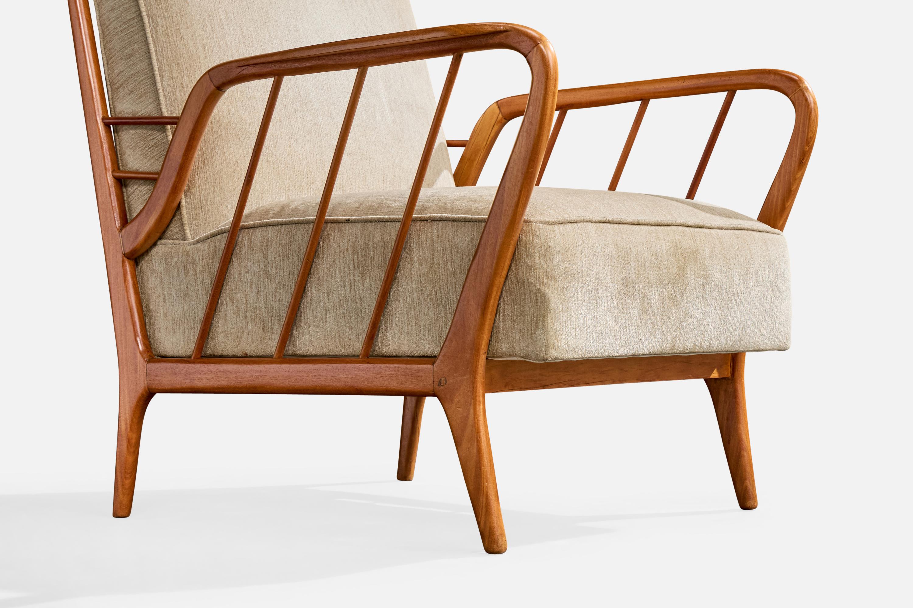 Designer brésilien, chaises longues, Wood, tissu, Brésil, années 1950 en vente 5