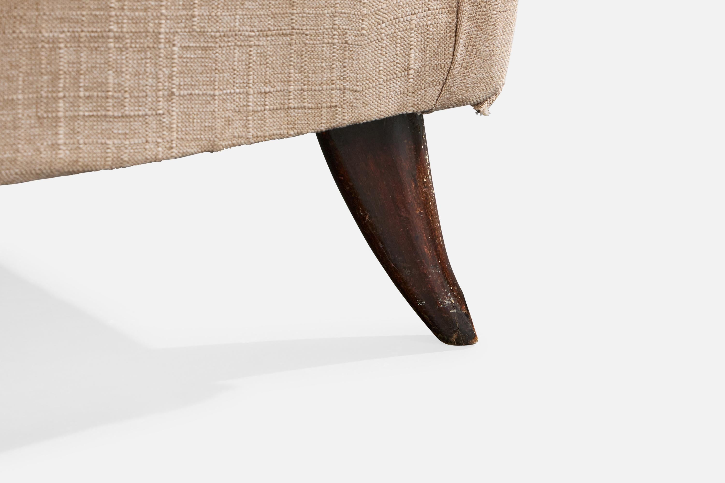 Designer brésilien, chaises longues, Wood, tissu, Brésil, années 1950 en vente 6