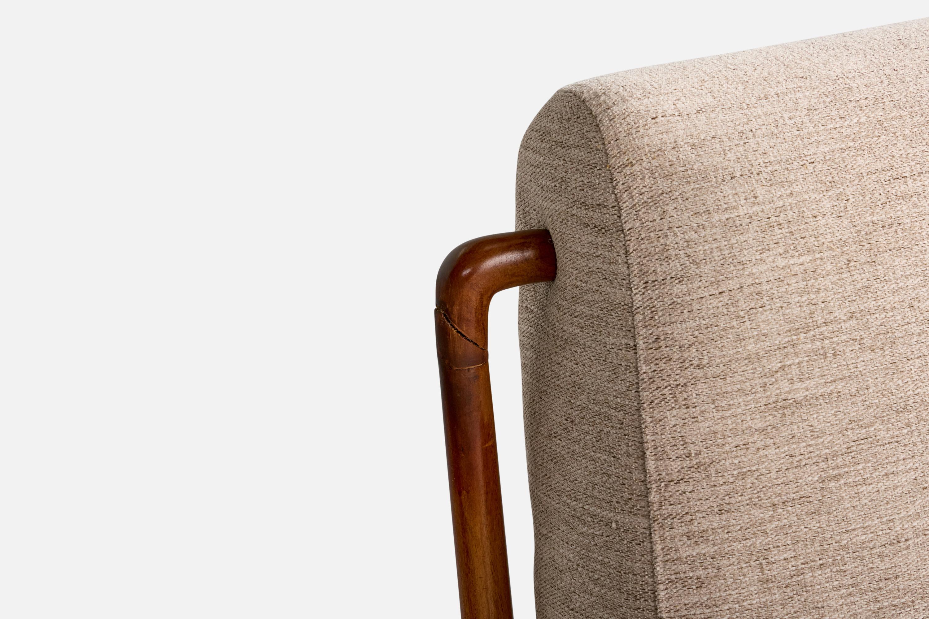 Designer brésilien, chaises longues, Wood, tissu, Brésil, années 1950 7