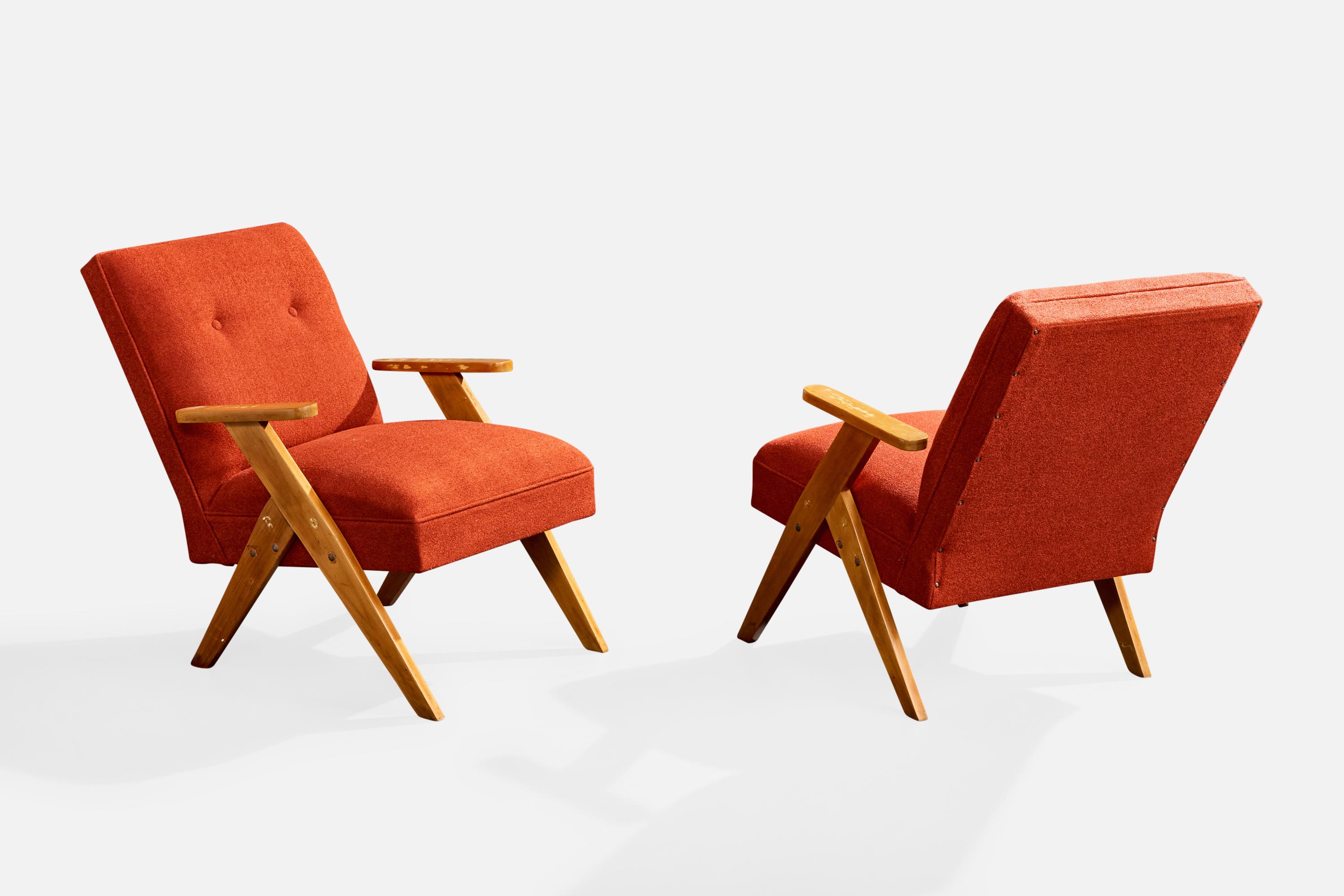 Mid-Century moderno Designer brasiliano, Sedie da salotto, Wood, Fabrice, Brasile, anni '1950 in vendita