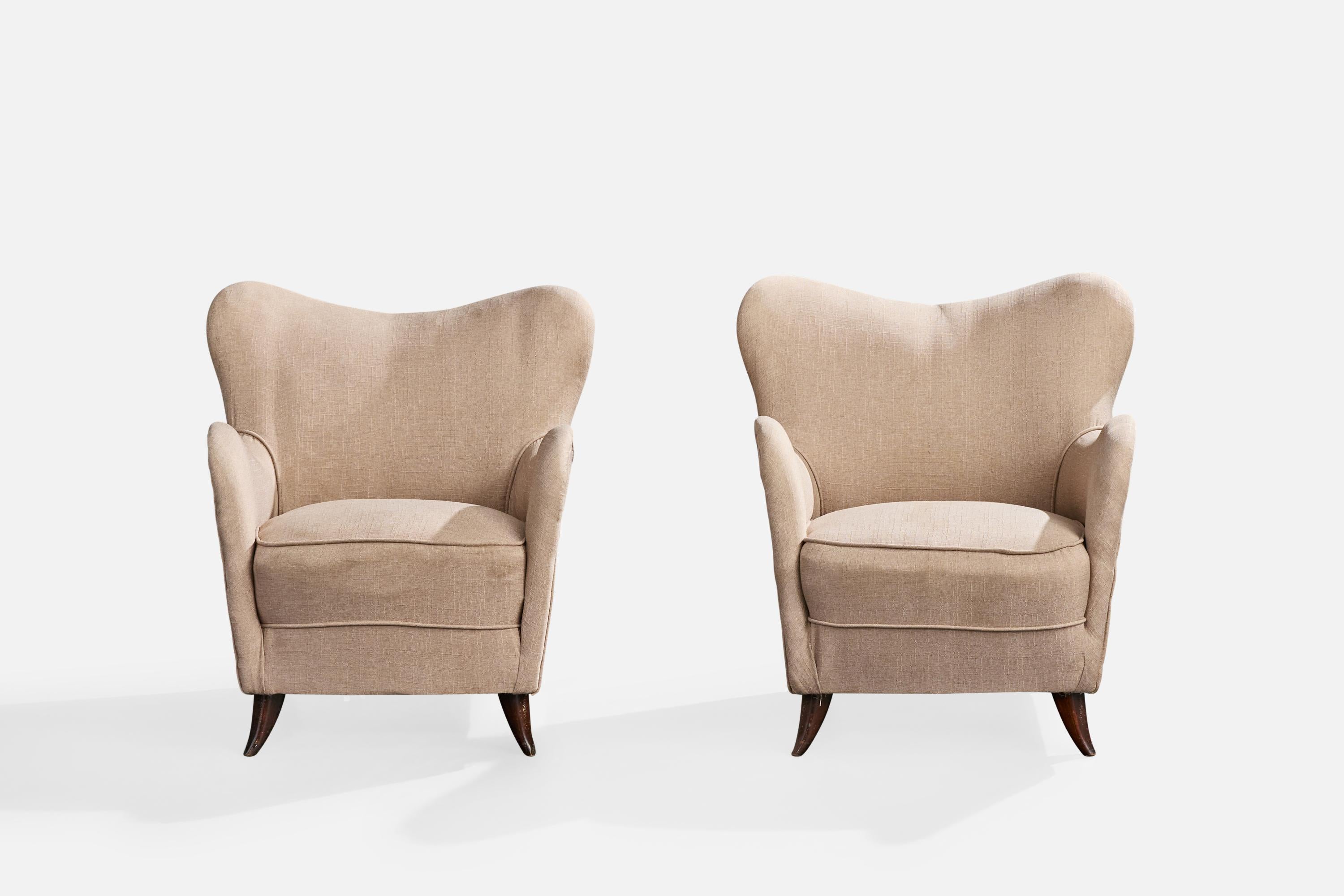 Brésilien Designer brésilien, chaises longues, Wood, tissu, Brésil, années 1950 en vente