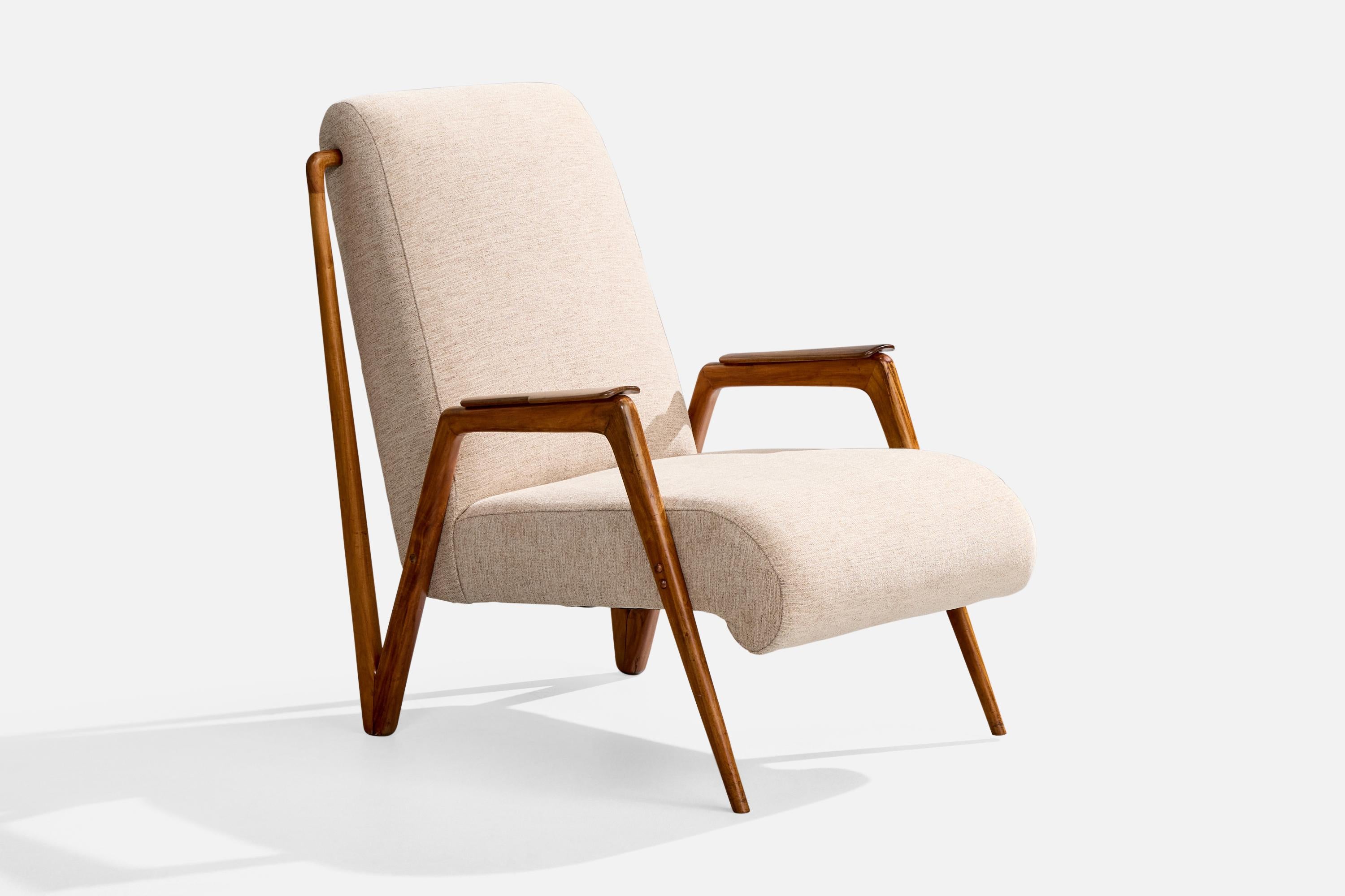 Designer brésilien, chaises longues, Wood, tissu, Brésil, années 1950 Bon état à High Point, NC