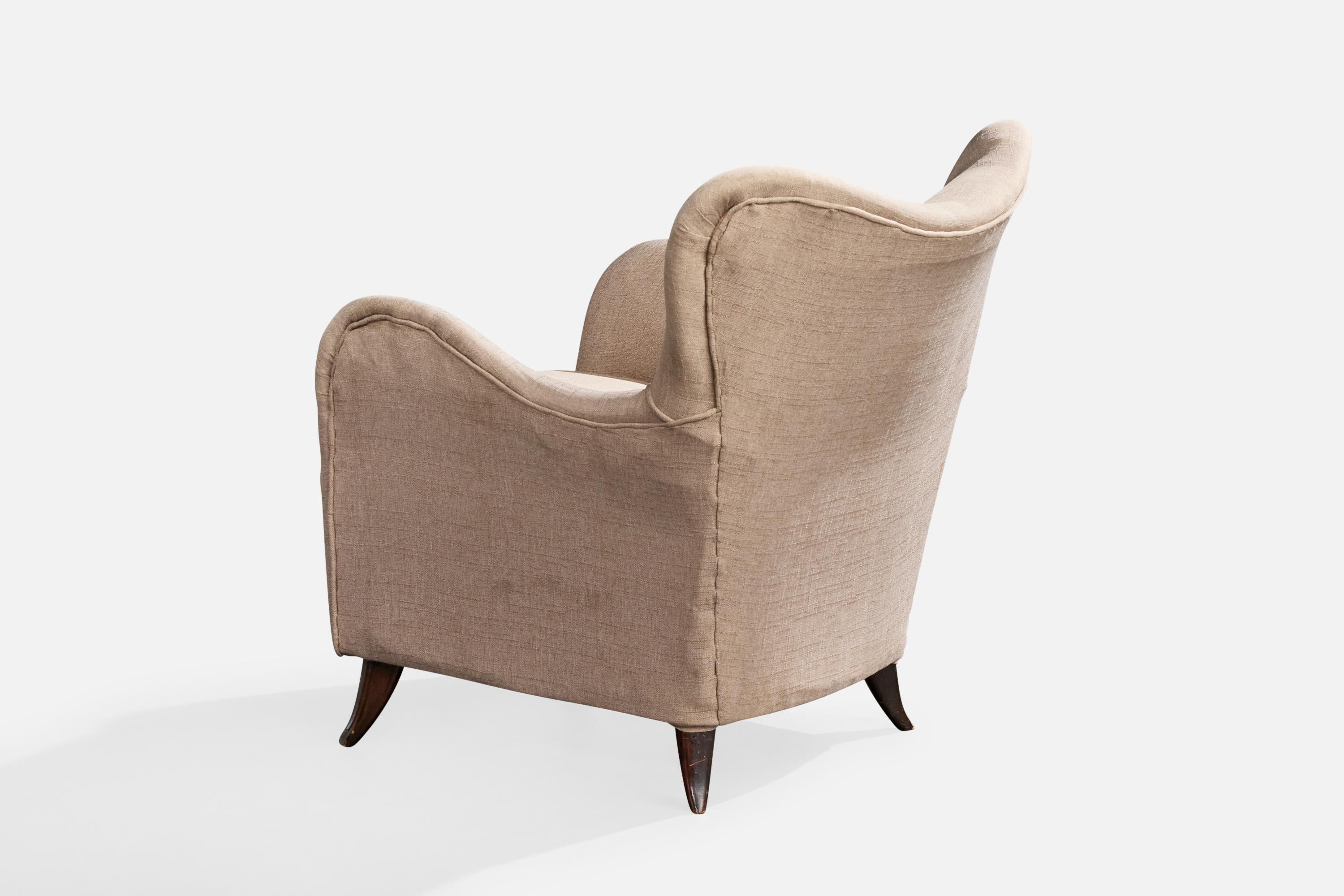 Designer brésilien, chaises longues, Wood, tissu, Brésil, années 1950 État moyen - En vente à High Point, NC