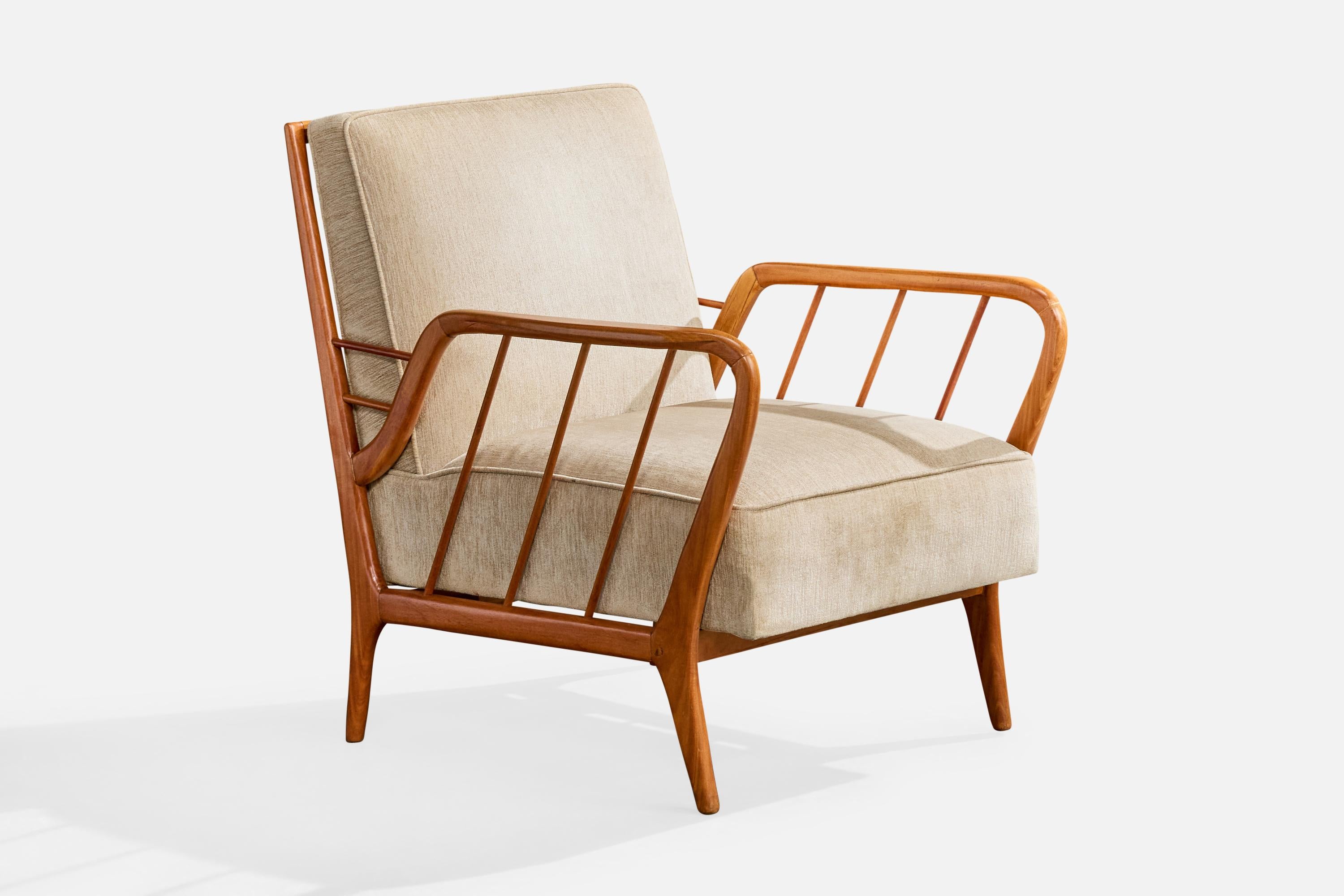 Designer brésilien, chaises longues, Wood, tissu, Brésil, années 1950 Bon état - En vente à High Point, NC