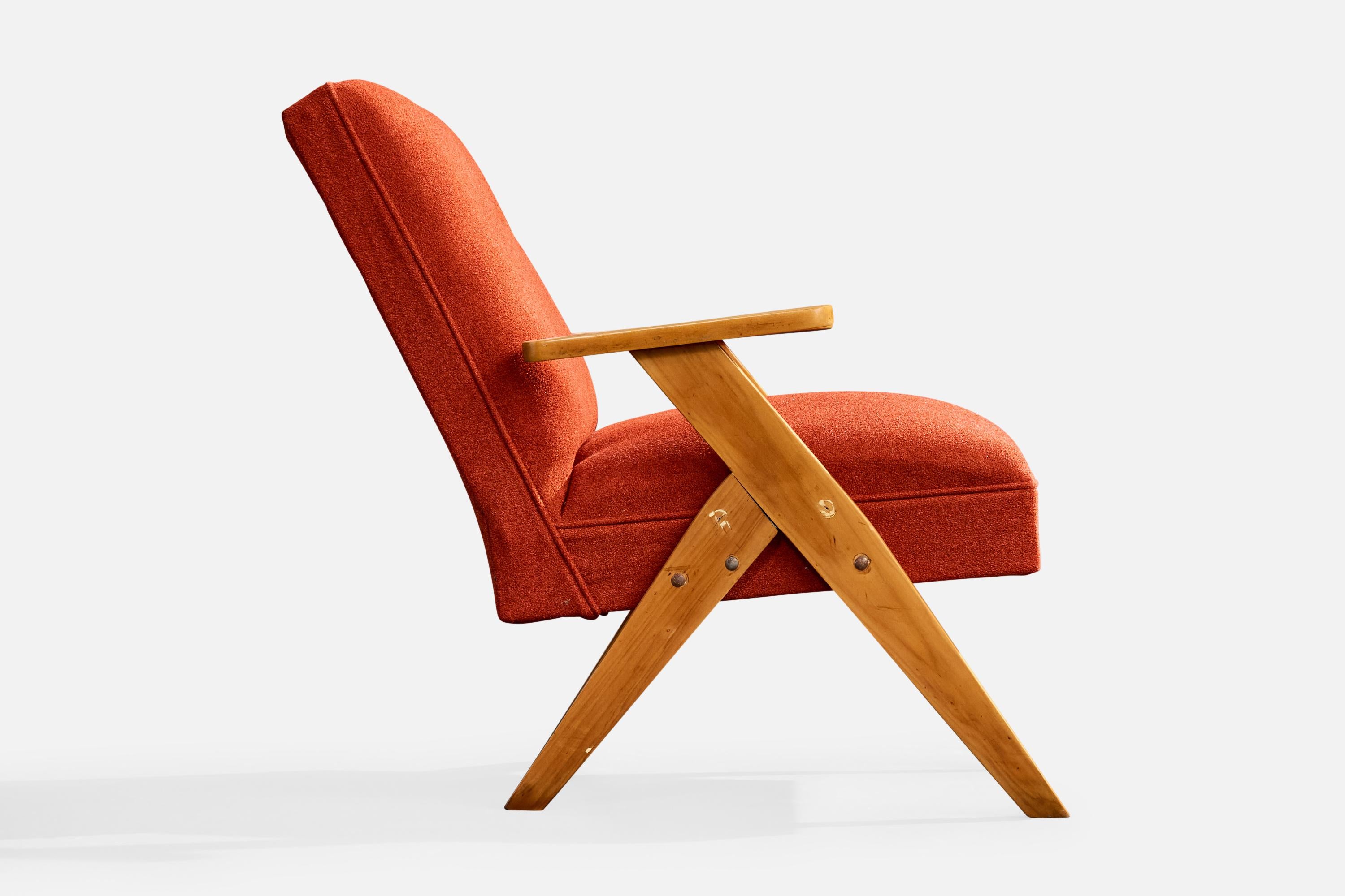 Tessuto Designer brasiliano, Sedie da salotto, Wood, Fabrice, Brasile, anni '1950 in vendita