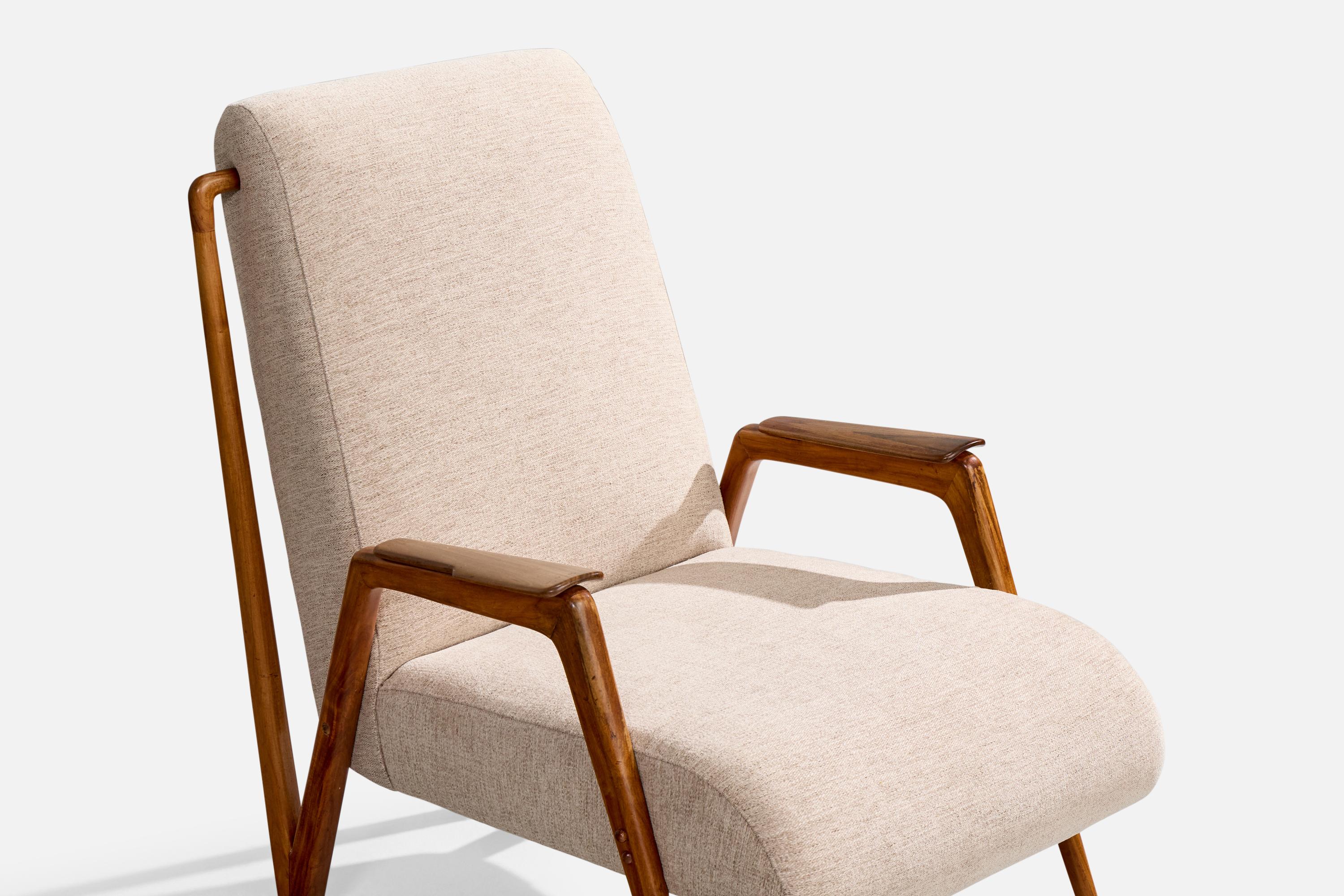 Designer brésilien, chaises longues, Wood, tissu, Brésil, années 1950 1