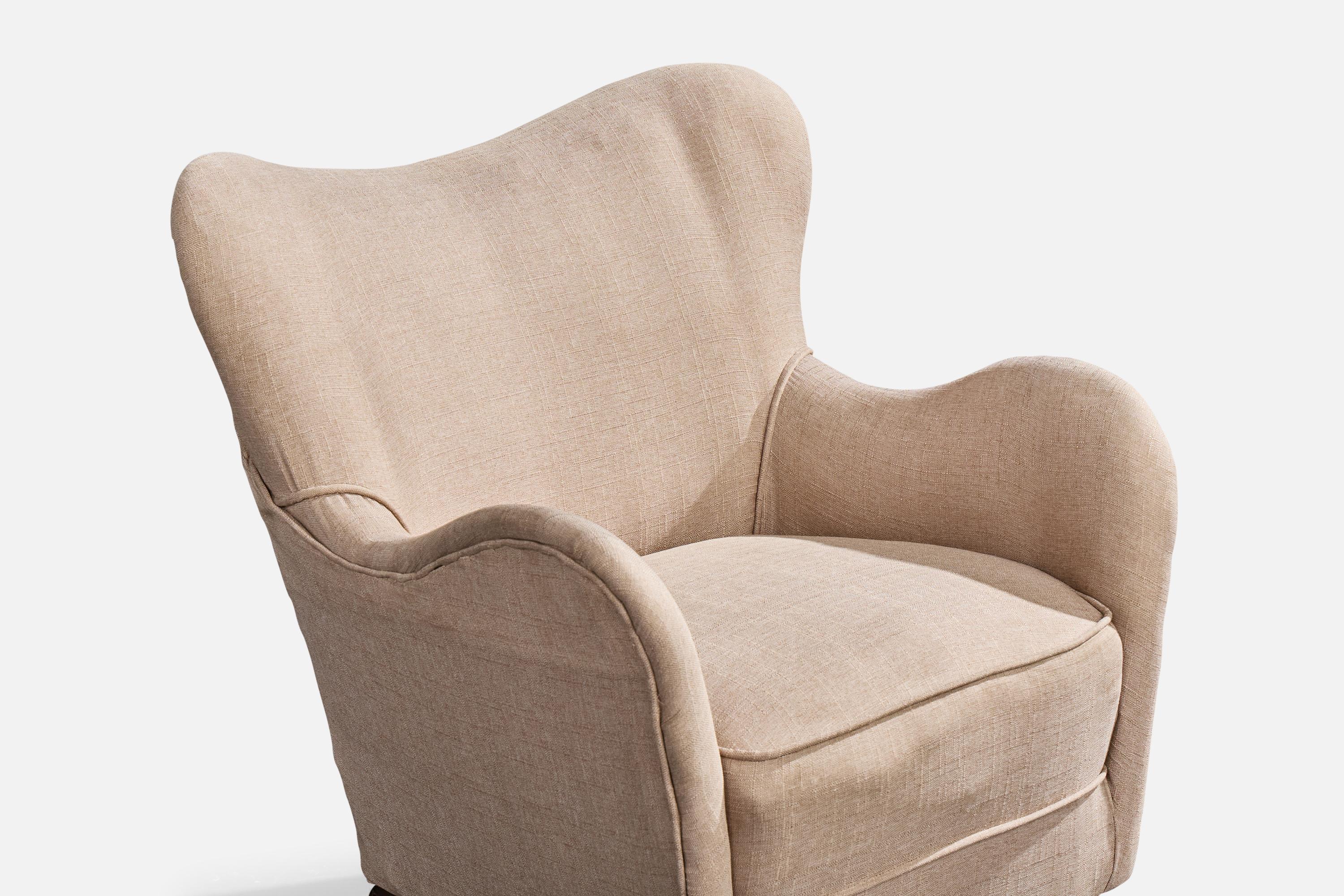 Designer brésilien, chaises longues, Wood, tissu, Brésil, années 1950 en vente 1