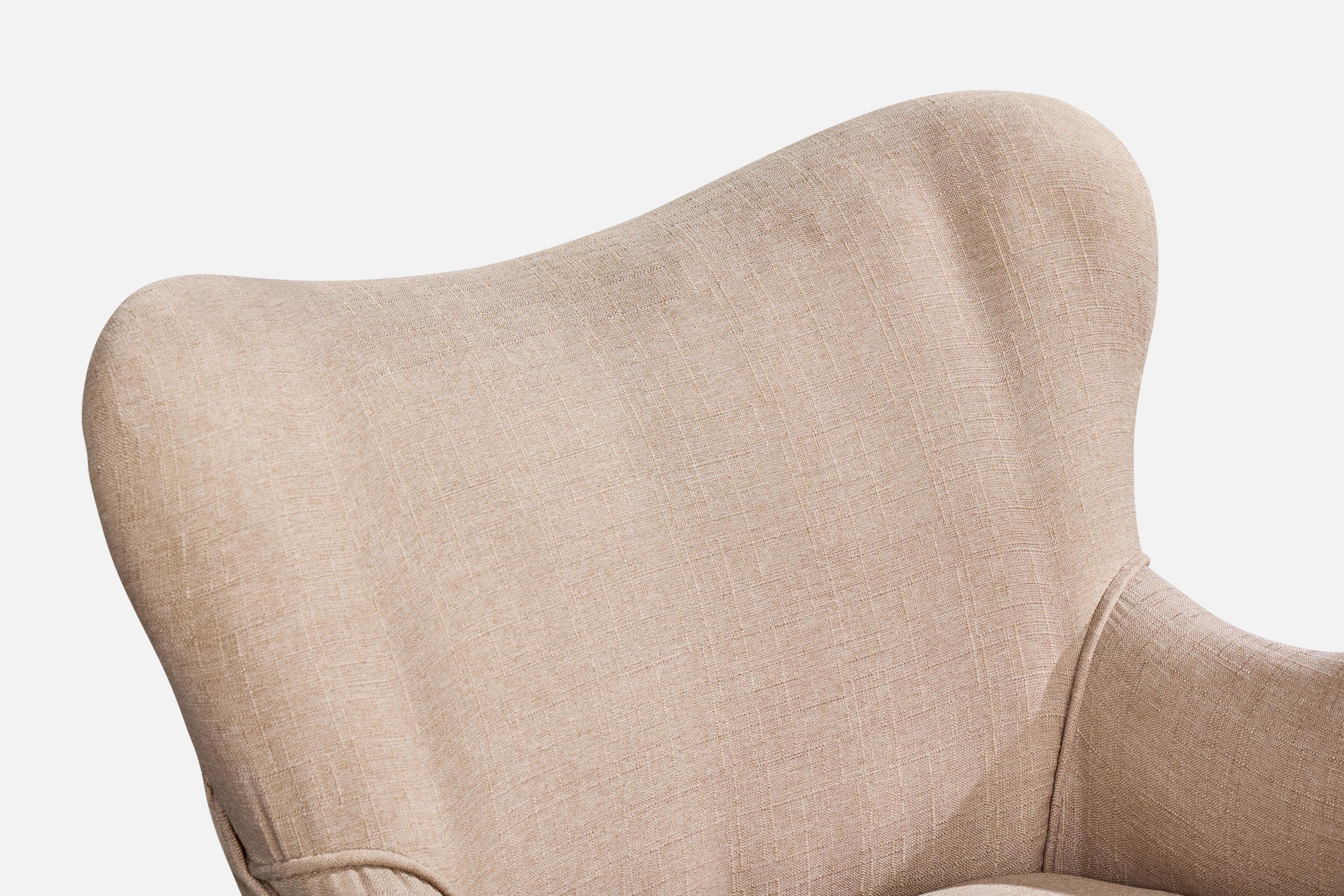 Designer brésilien, chaises longues, Wood, tissu, Brésil, années 1950 en vente 2