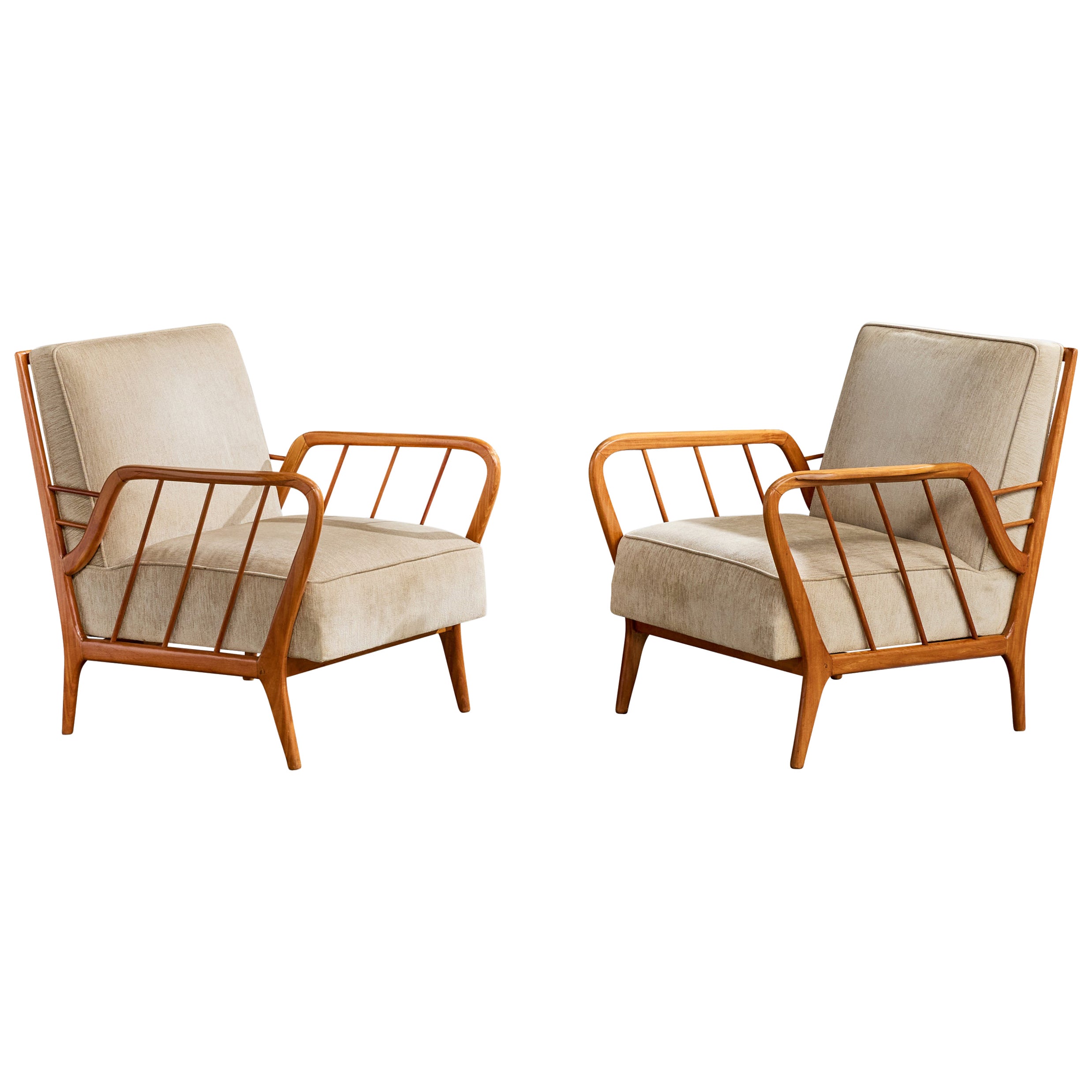 Diseñador brasileño, Sillas de salón, Madera, Tela, Brasil, Años 1950